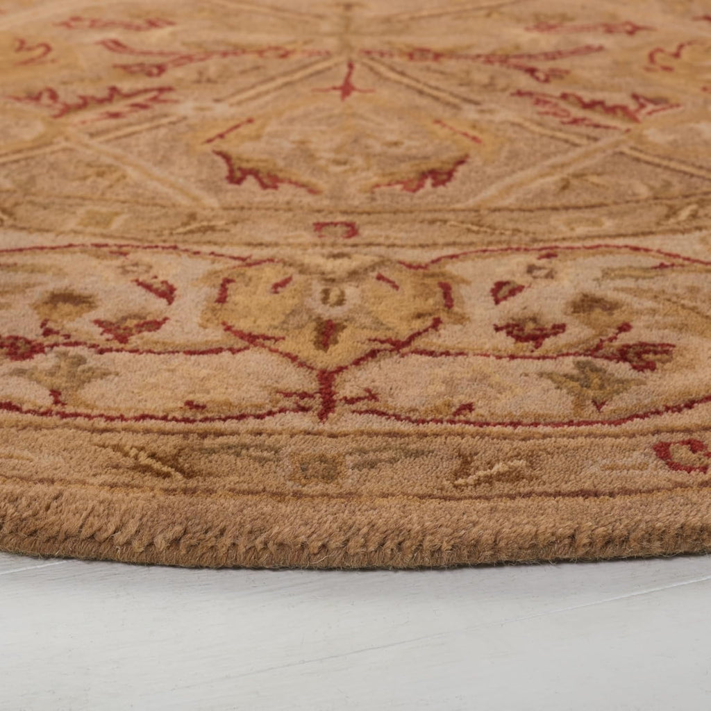 Export Quality Handmade Woollen Round Carpet – Timeless Floral Elegance