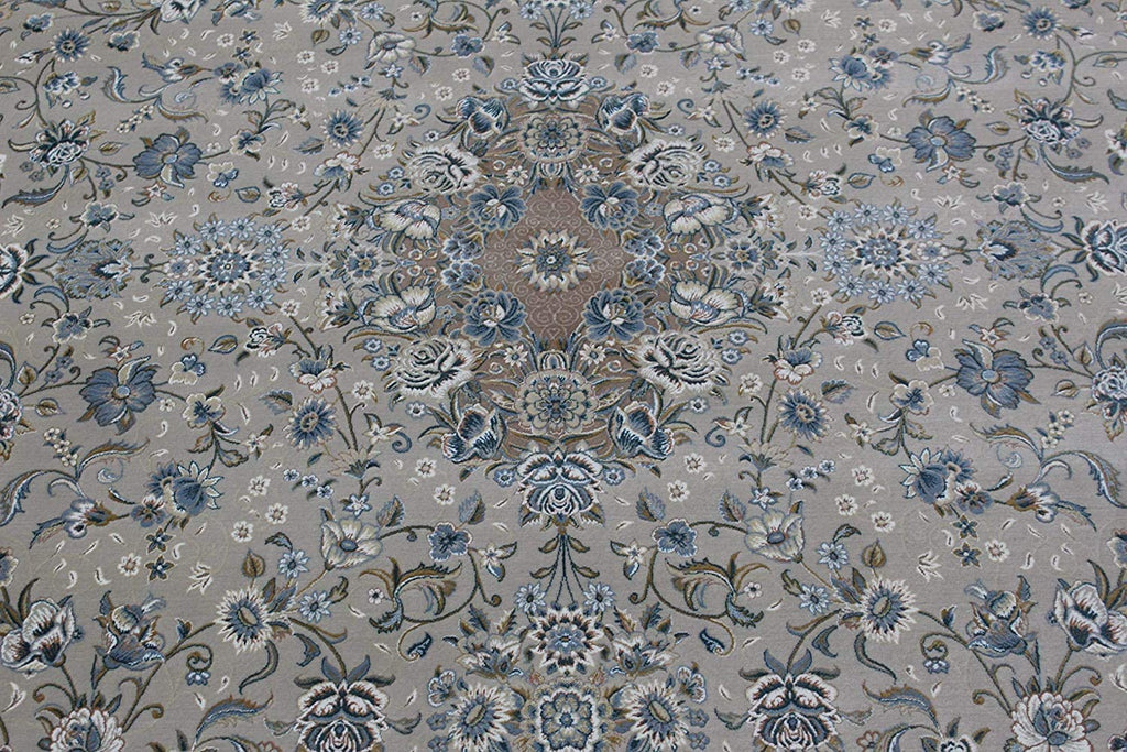 Traditional Irani Beige Carpet with Fine Floral Border Design