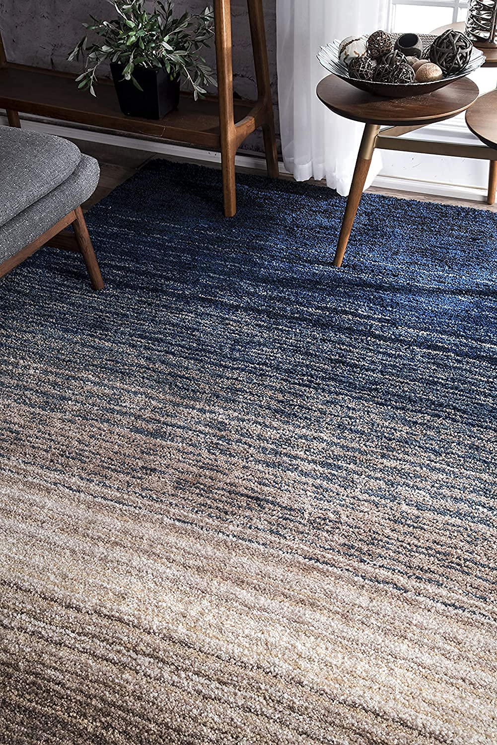 Modern Multi Tone Blue Floor Carpet