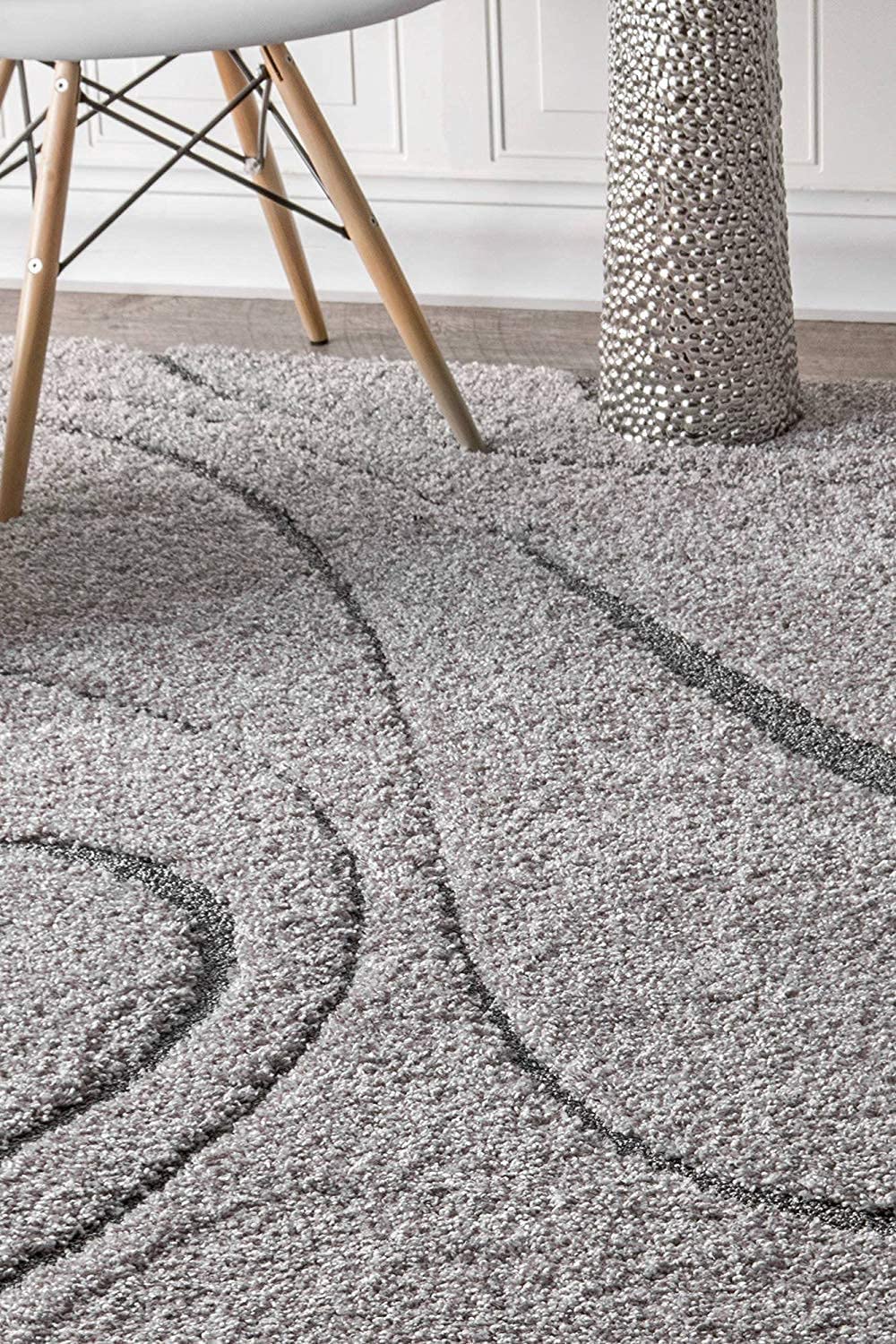 Modern Wave Pattern Grey Carpet & Rug