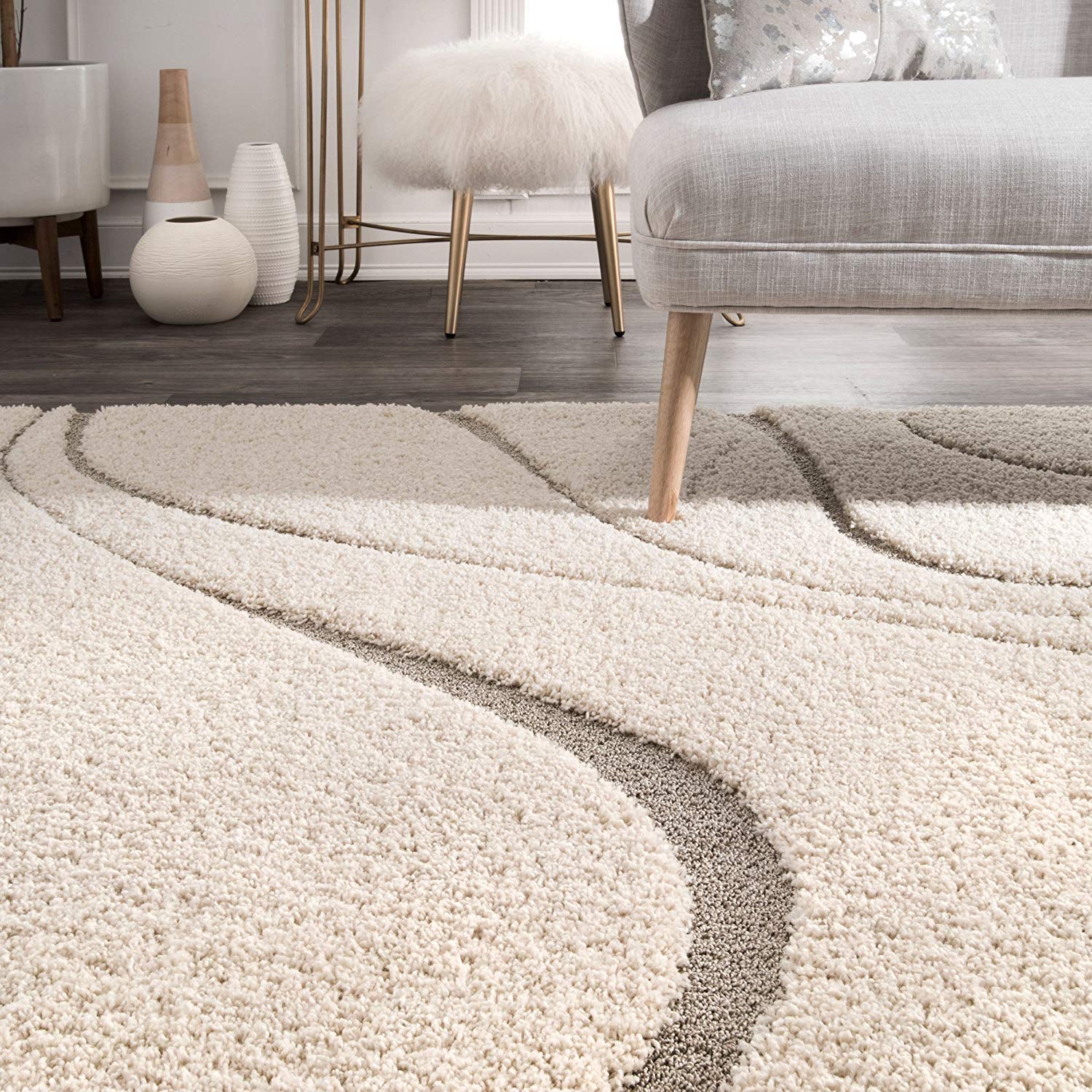 Abstract Flowing Curves Area Rug