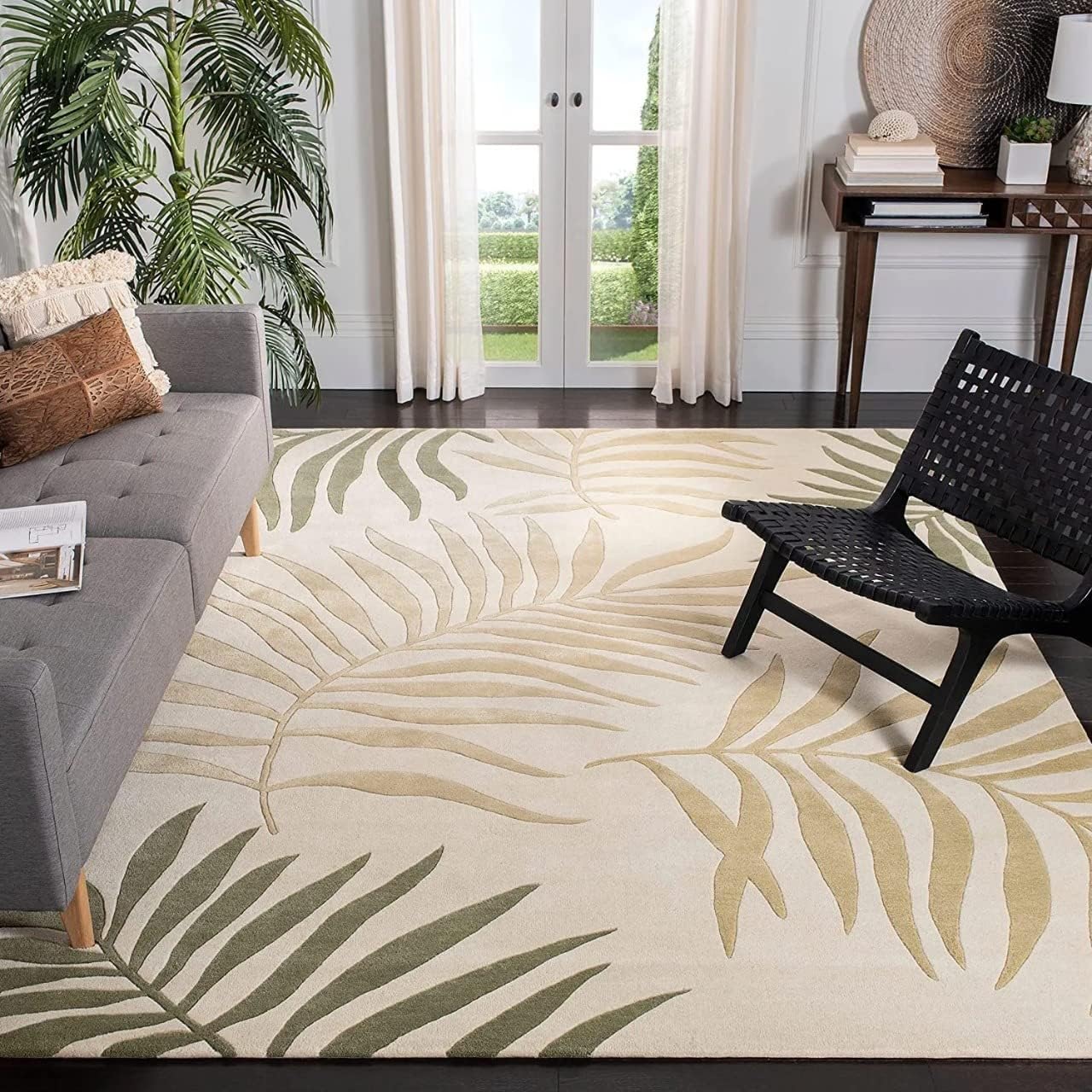 Leaf Pattern Hand Tufted Wool Rug