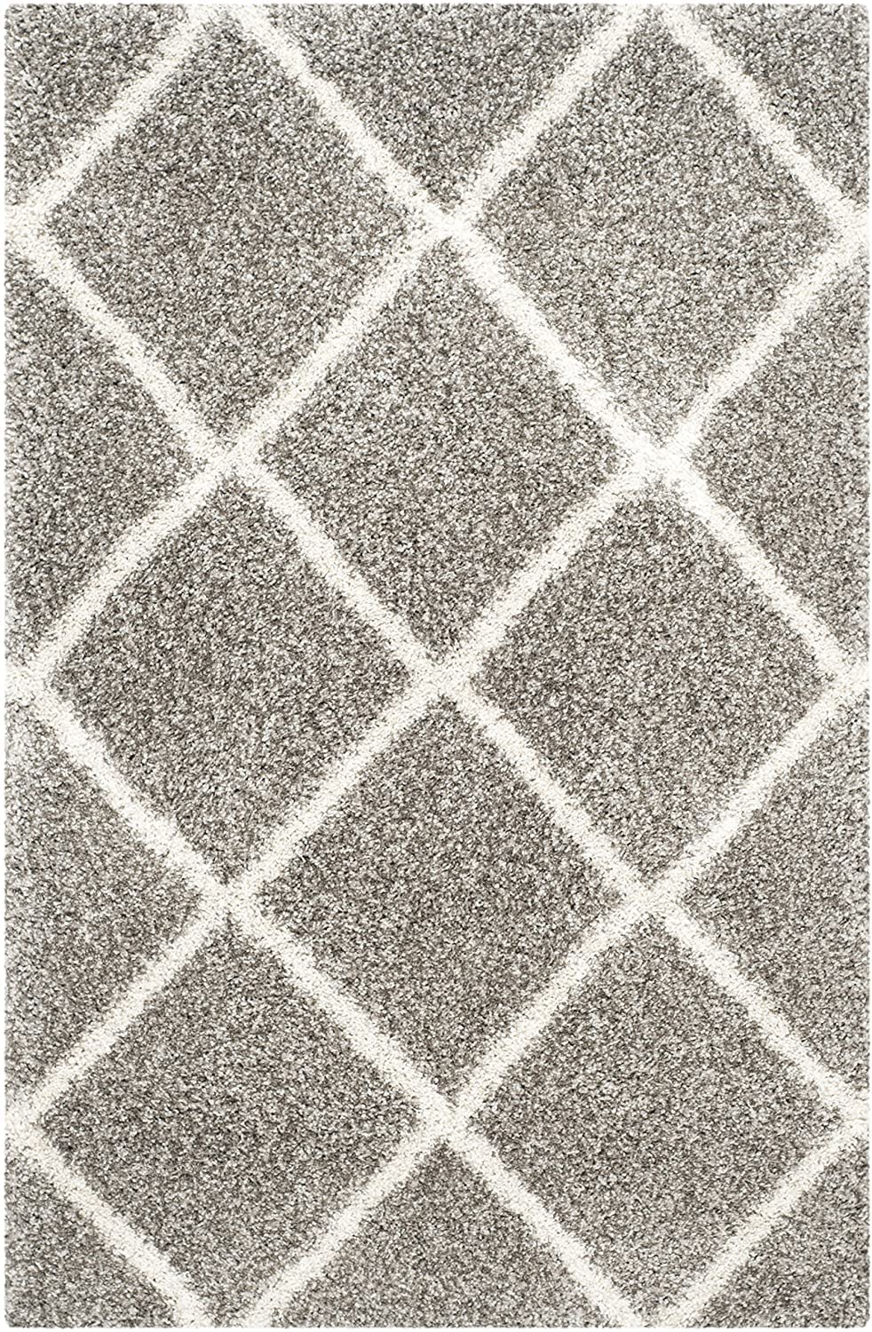 Luxury Diamond Shaggy Grey Carpet & Rug