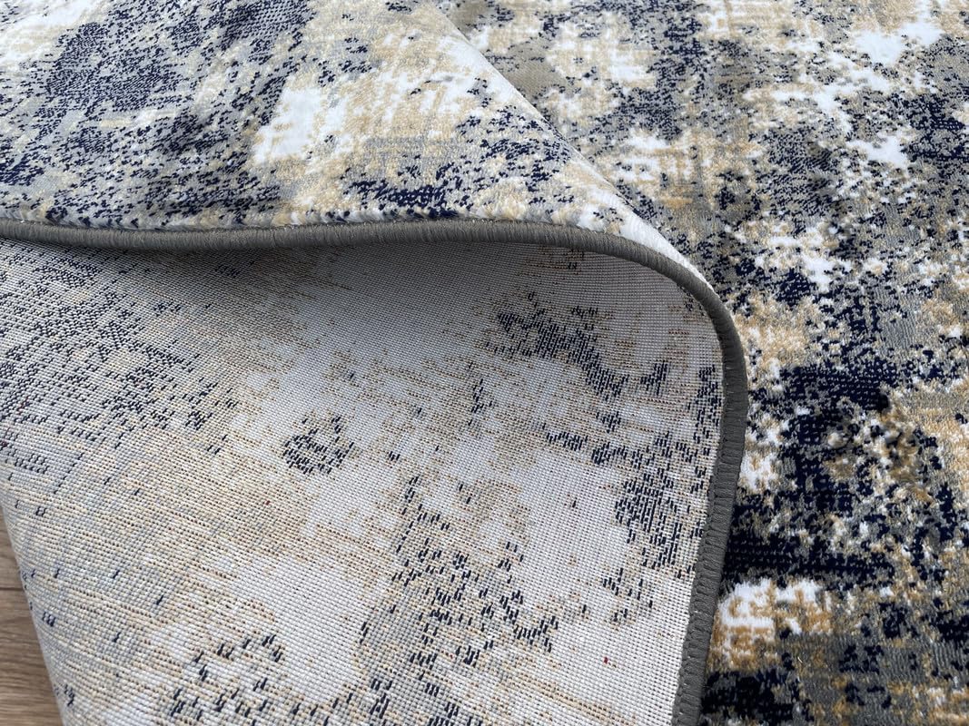 Abstract Distressed Ink Splash Area Rug
