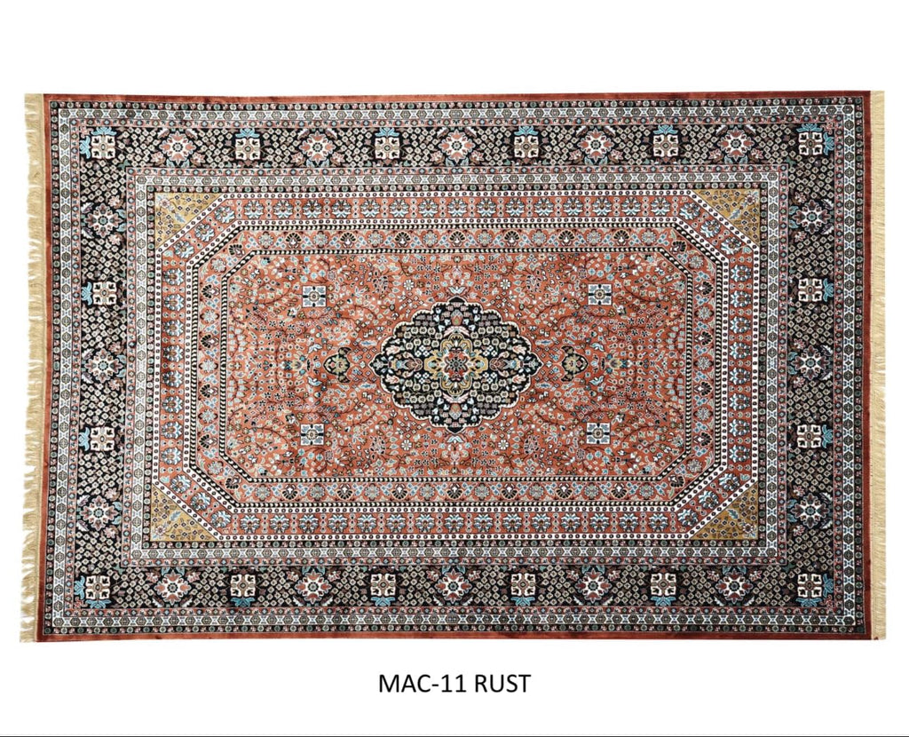 Rust Intricate Floral Medallion Carpet