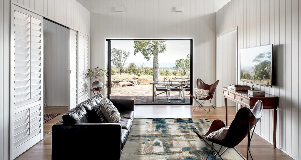 Luxury Abstract Rugs Blue Beige Contemporary Area Rugs