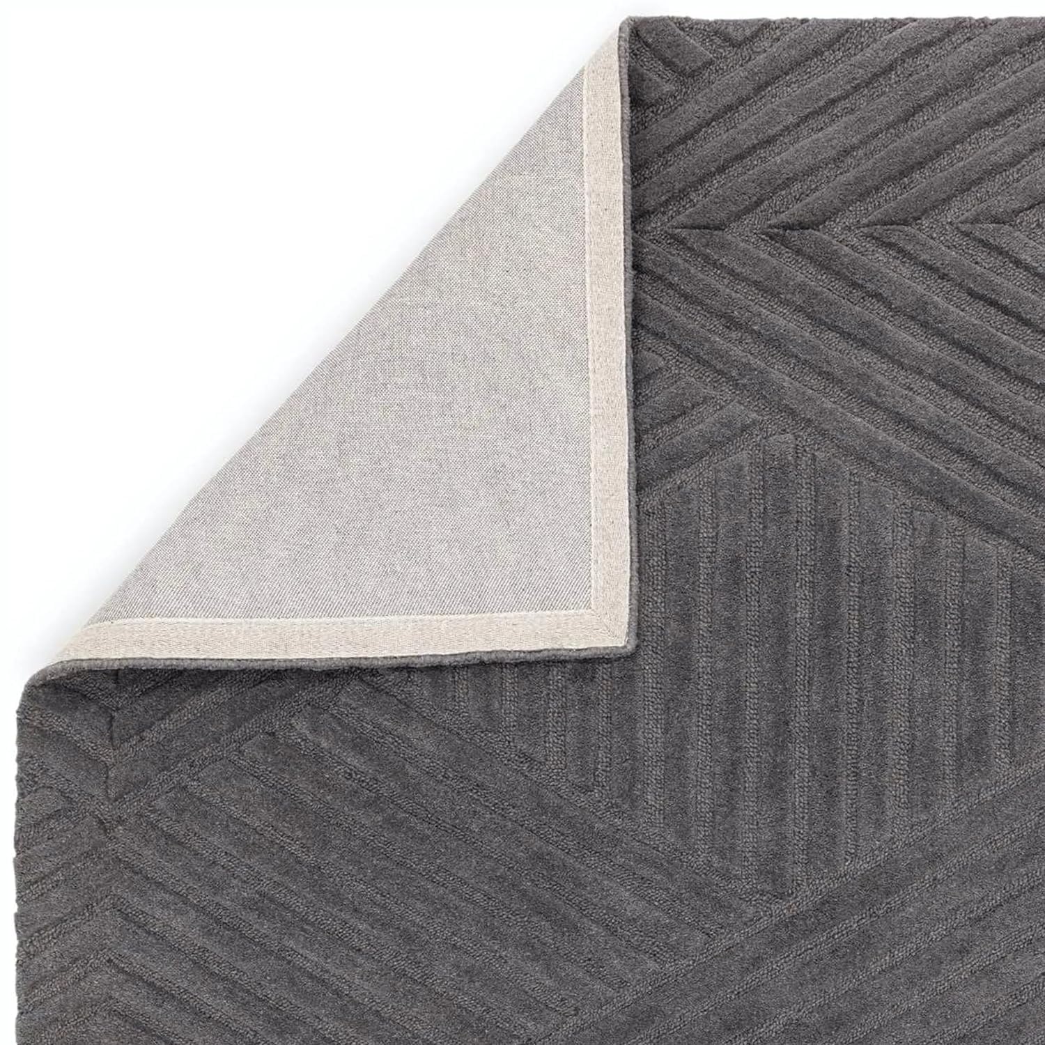 Modern Grey Geometric Textured Rug