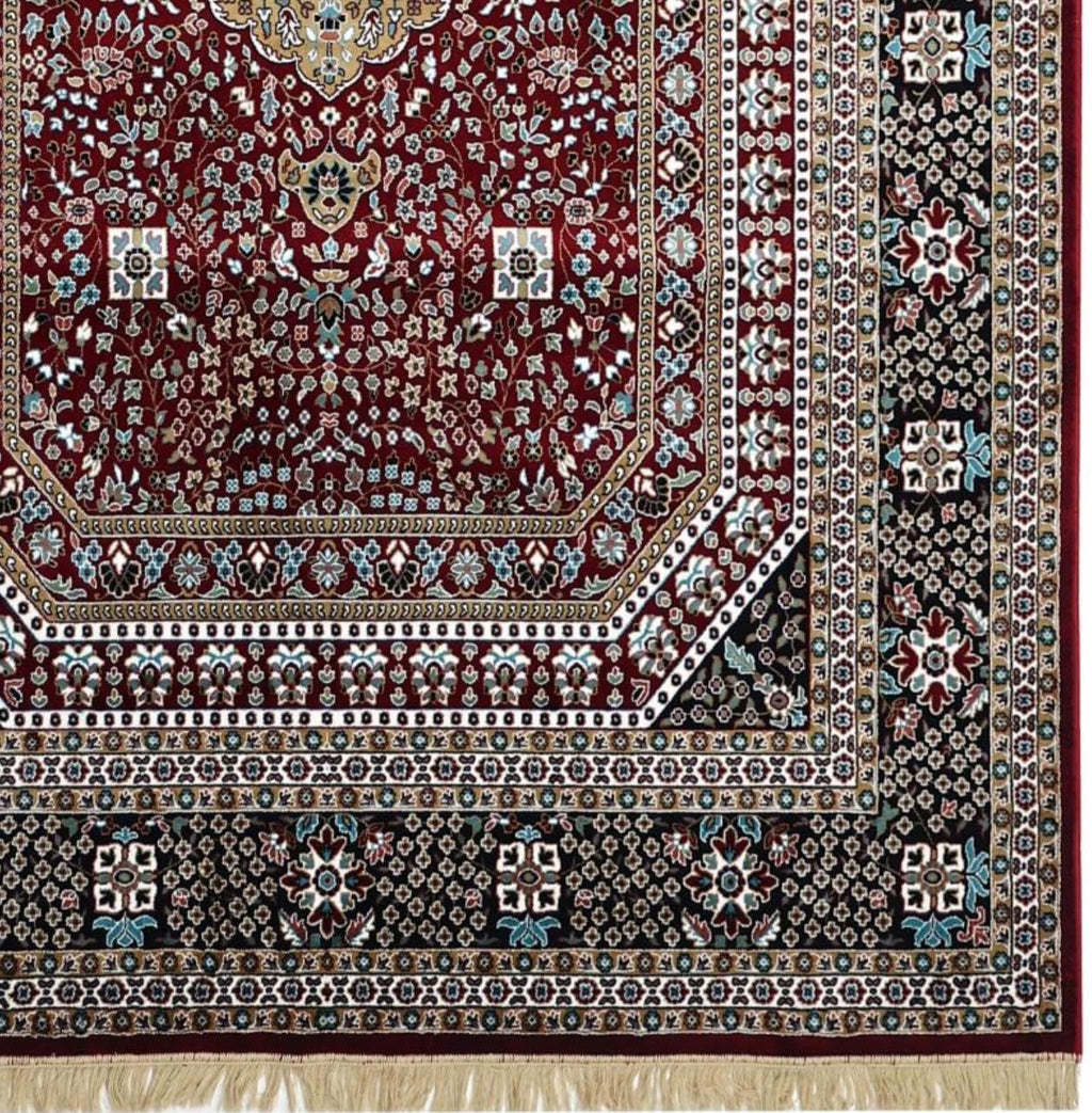 Maroon Ornamental Persian Medallion Design Rug