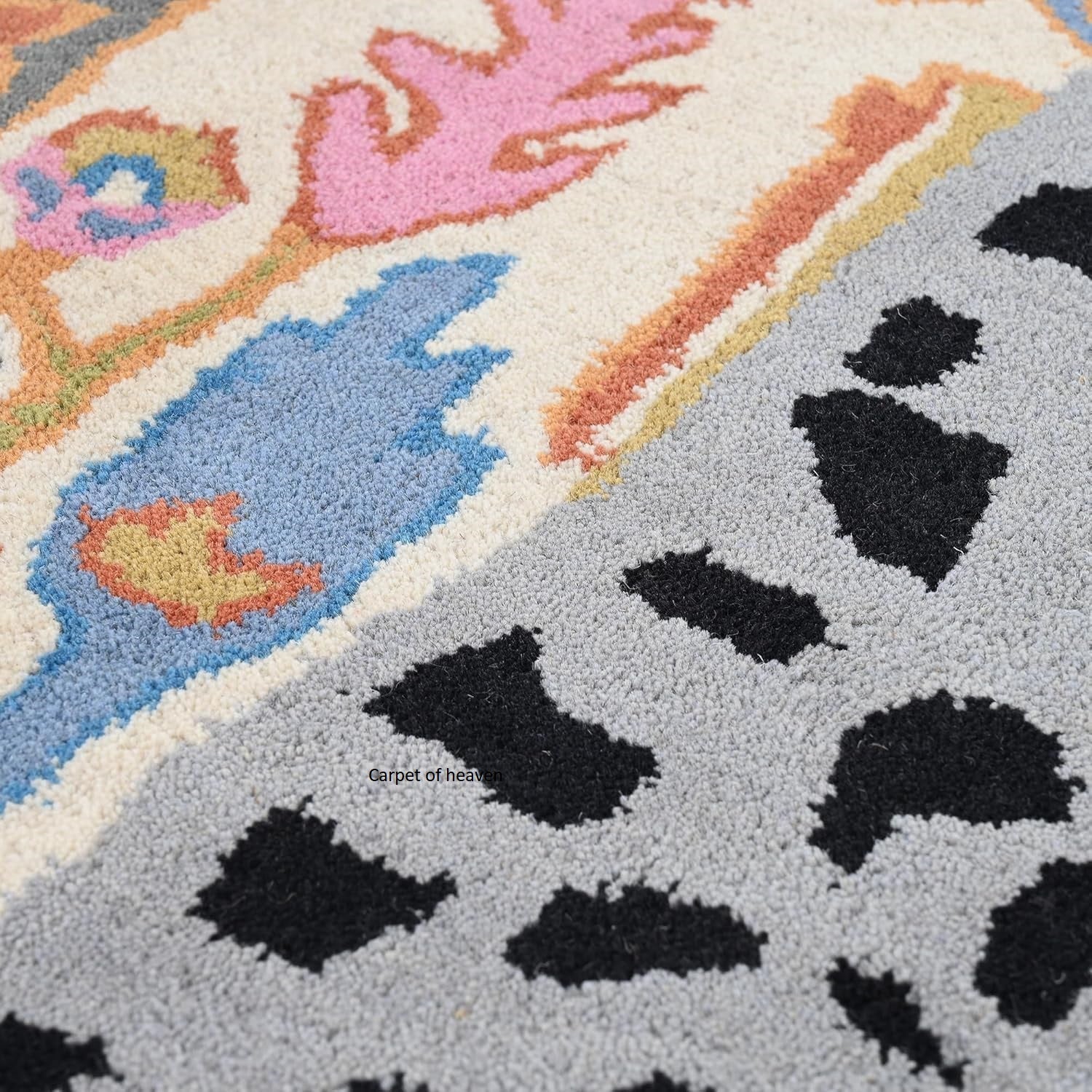 Hand-Tufted Bengal Tiger Animal Print Wool Area Rug - Featuring Symmetrical Palm Leaves Design, Ideal for Living Room, Bedroom, Kitchen & Office, Thick & Durable