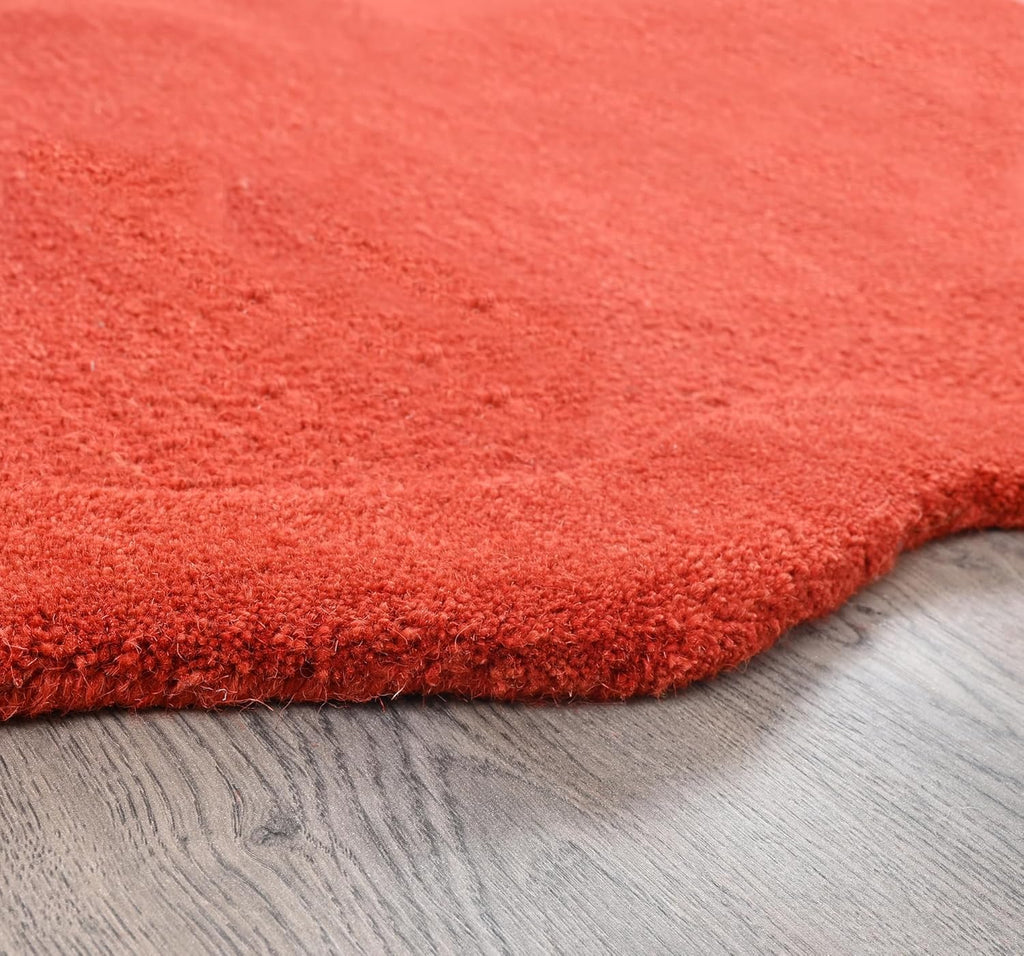 Premium Sunset Orange Scalloped Area Rug