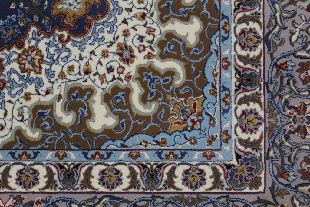 Royal Blue Irani Carpet with Classic Persian Medallion Style