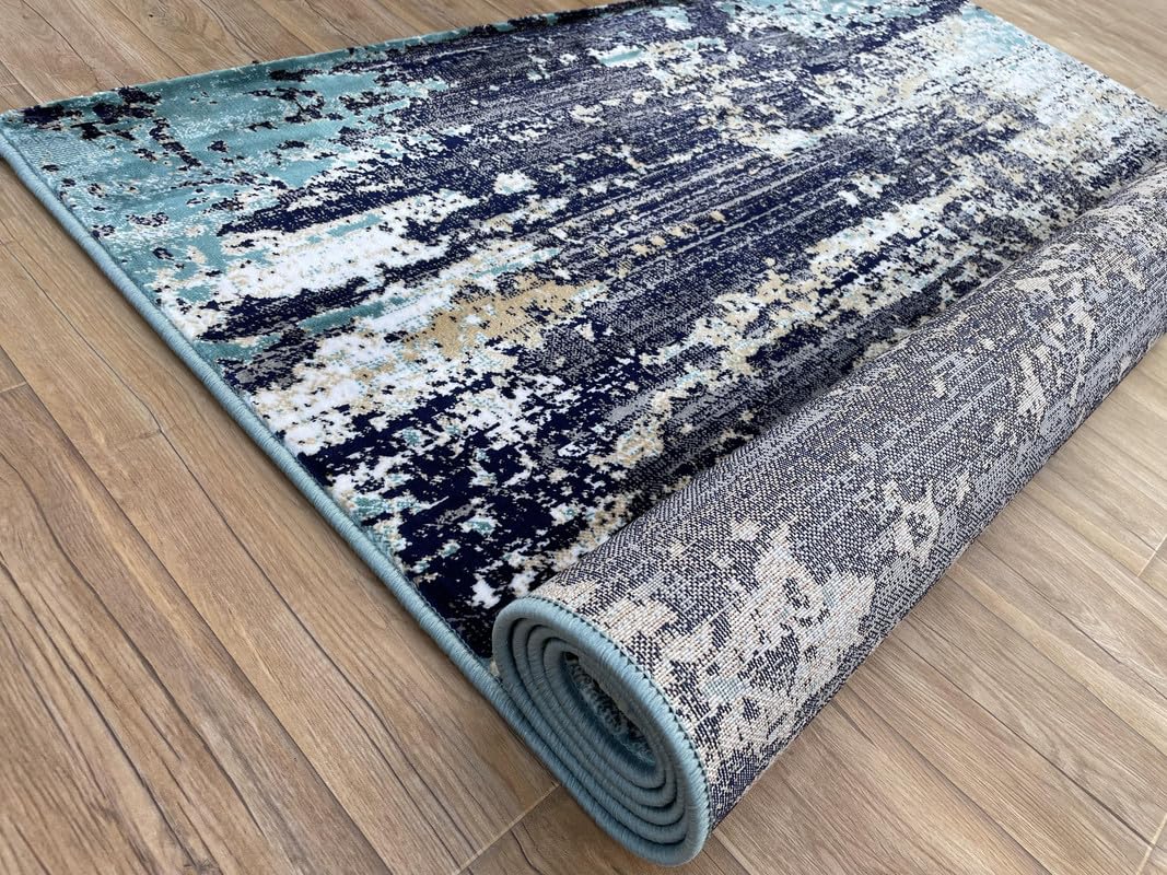 Bold Abstract Layered Texture Designer Rug