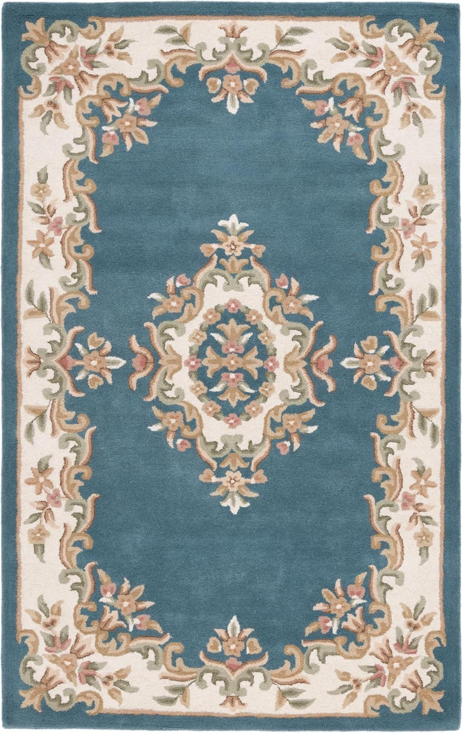 Blue Elegant Abushan Floral Carpet & Rug