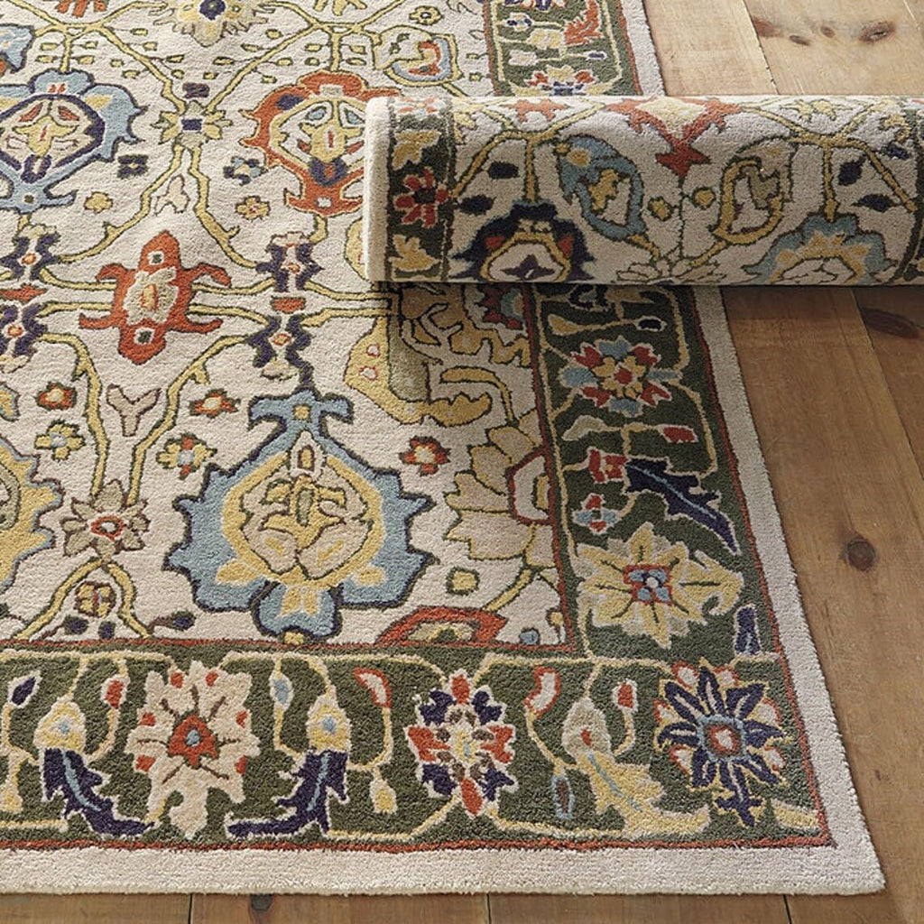 Ivory Signature Floral Lattice Pattern Area Rug