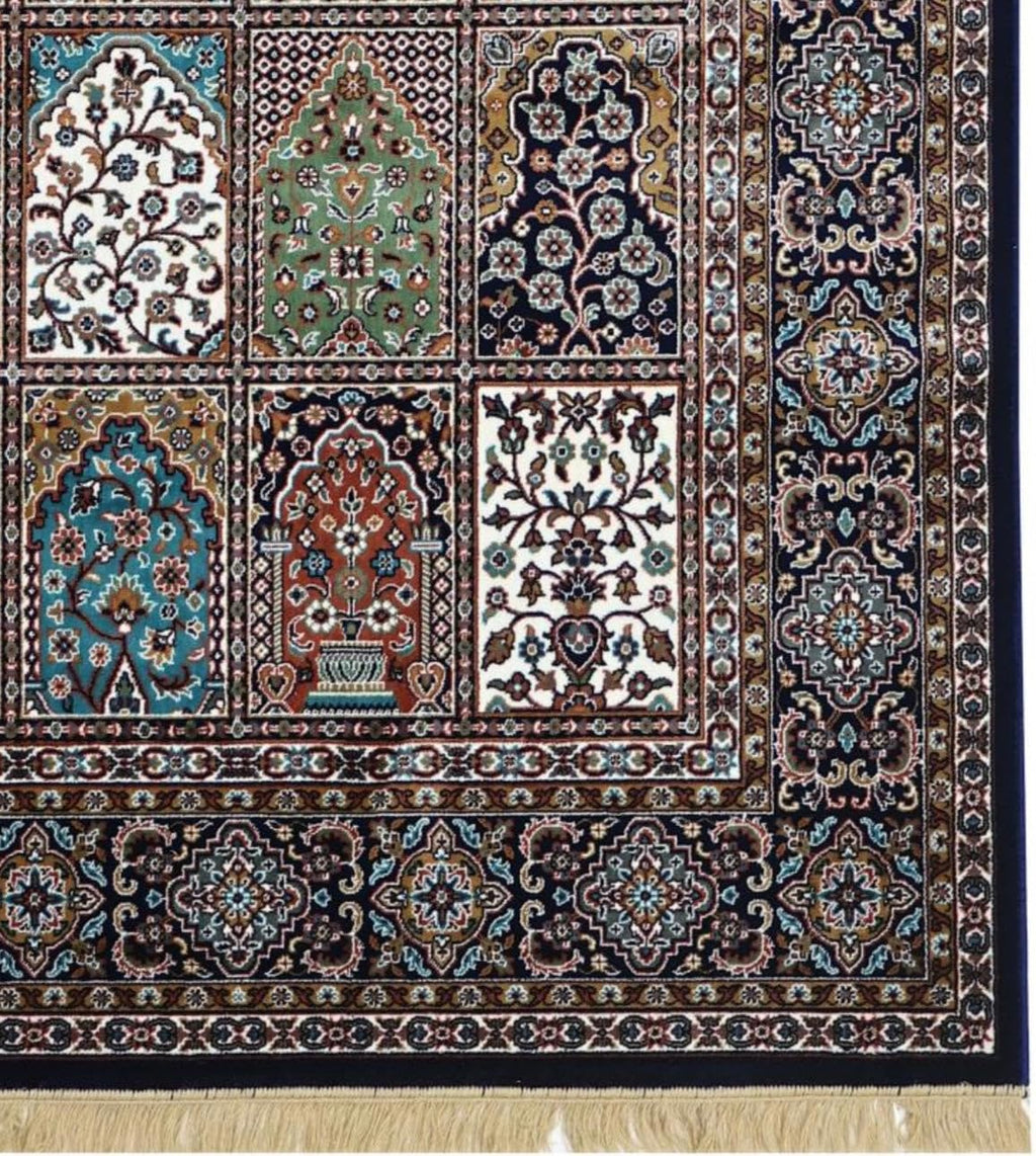 Black Qom Silk Persian Patchwork Rug