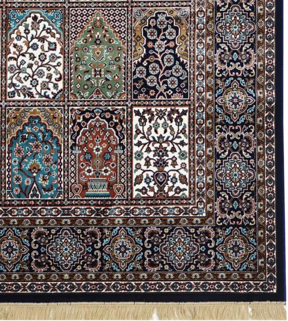 Black Qom Silk Persian Patchwork Rug
