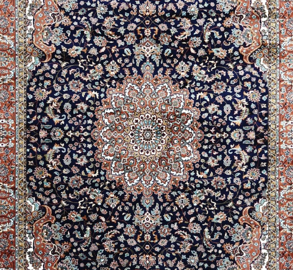 Navy Blue with Elaborate Border Rug