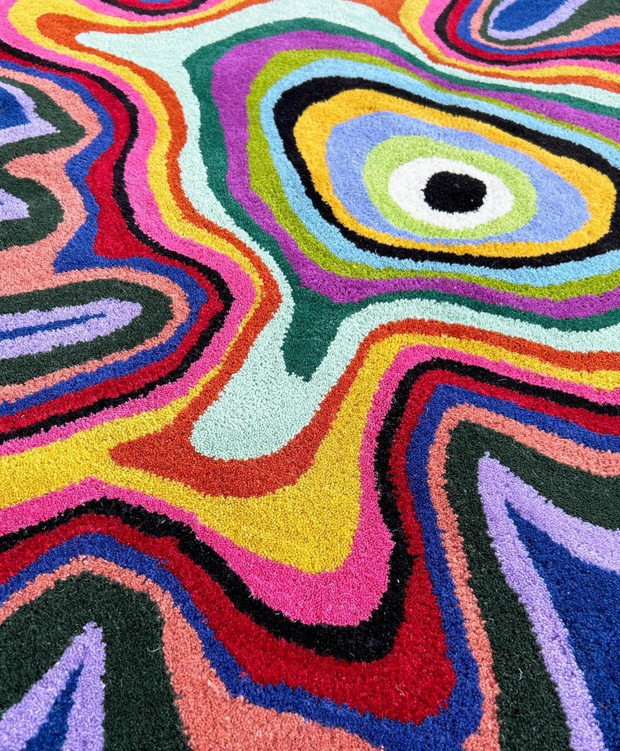 Irregular Shaped Handmade Wool Rug | Modern Colourful Stripe Premium Area Rug Perfect for Home Decor