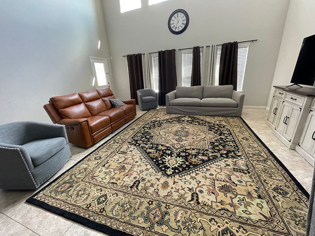Black Heriz Traditional Rug