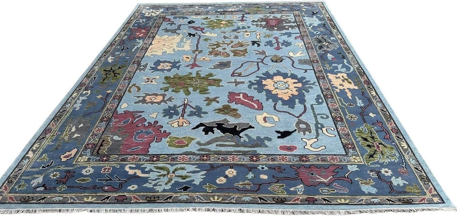 Hand Knotted Oushak Rug for Living Room, Dining Room, Office, Bedroom, Hand Knotted Wool Rug