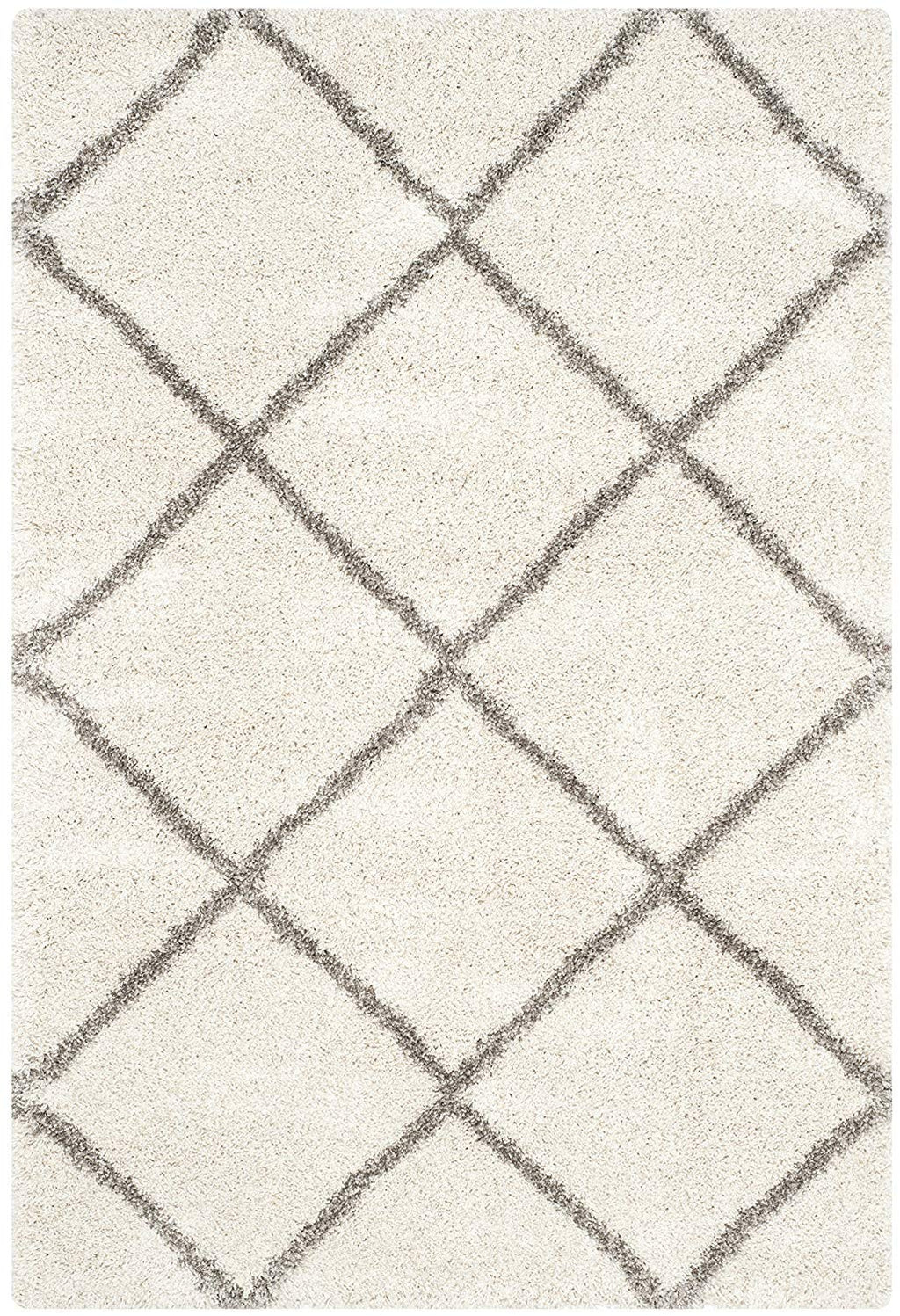 Ivory Grey Diamond Grid Carpet