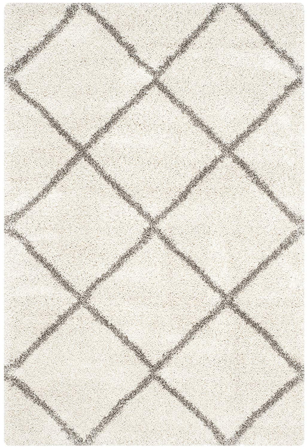Ivory Grey Diamond Grid Carpet