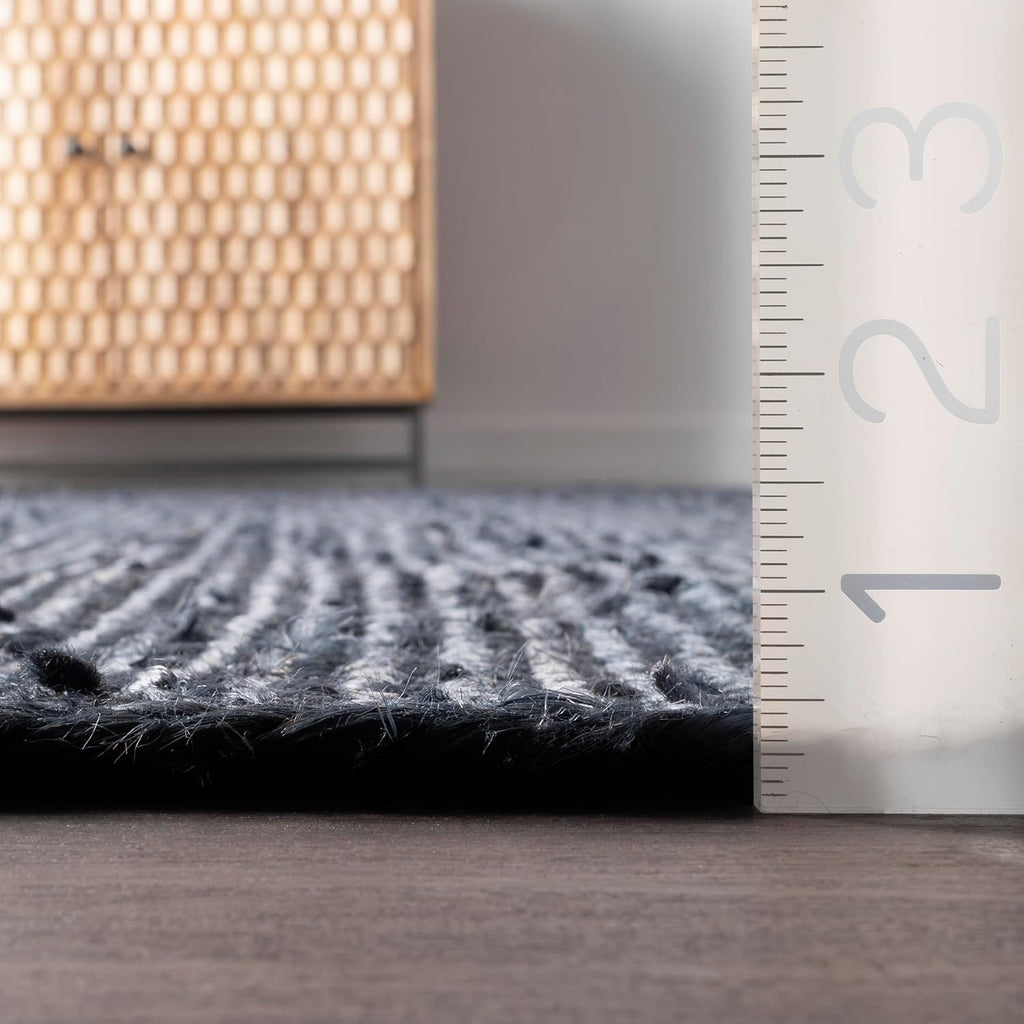 Charcoal Gray Handwoven Jute Rug