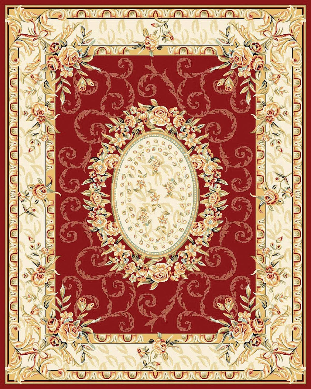 Classic Red Floral Medallion Rug
