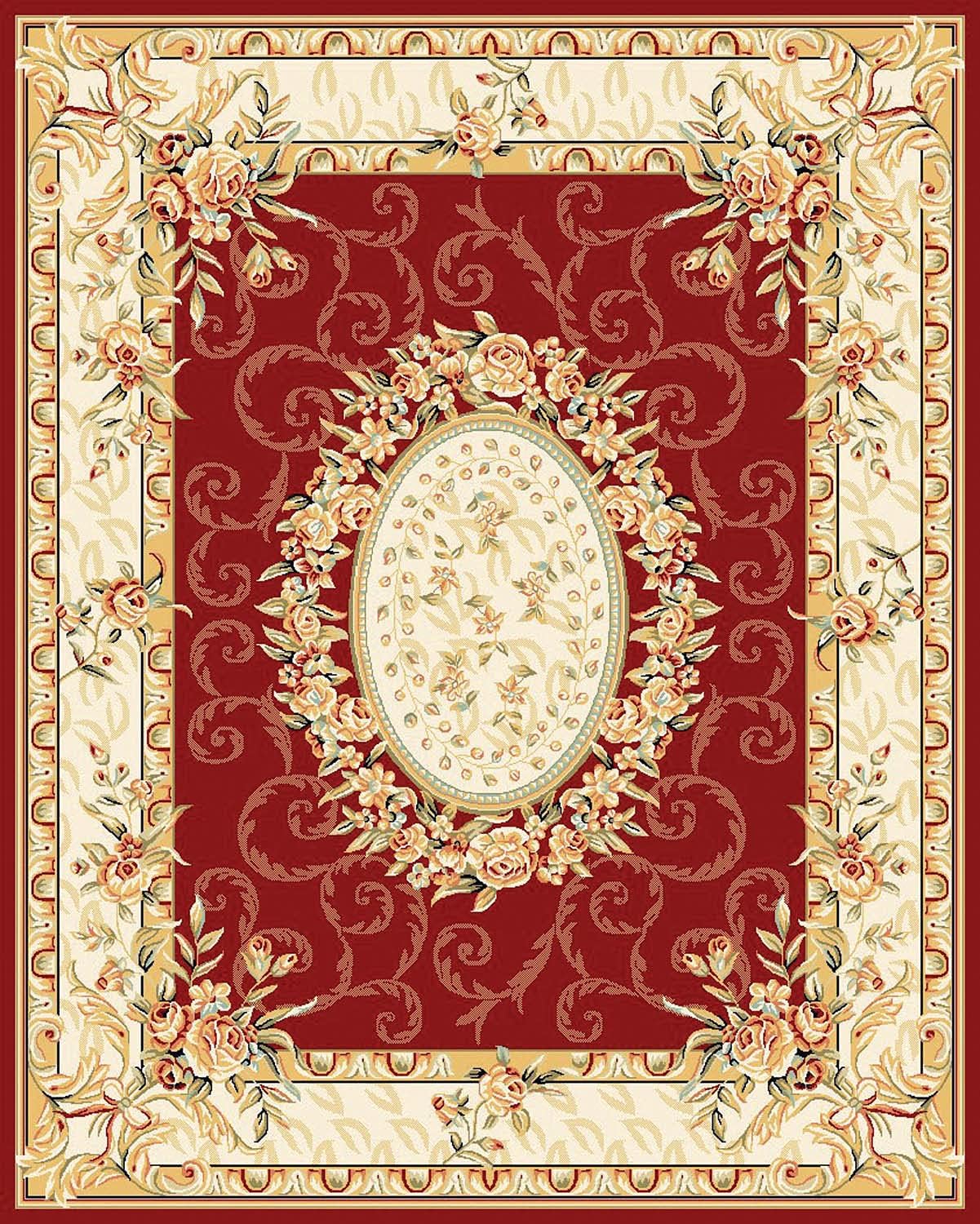 Classic Red Floral Medallion Rug