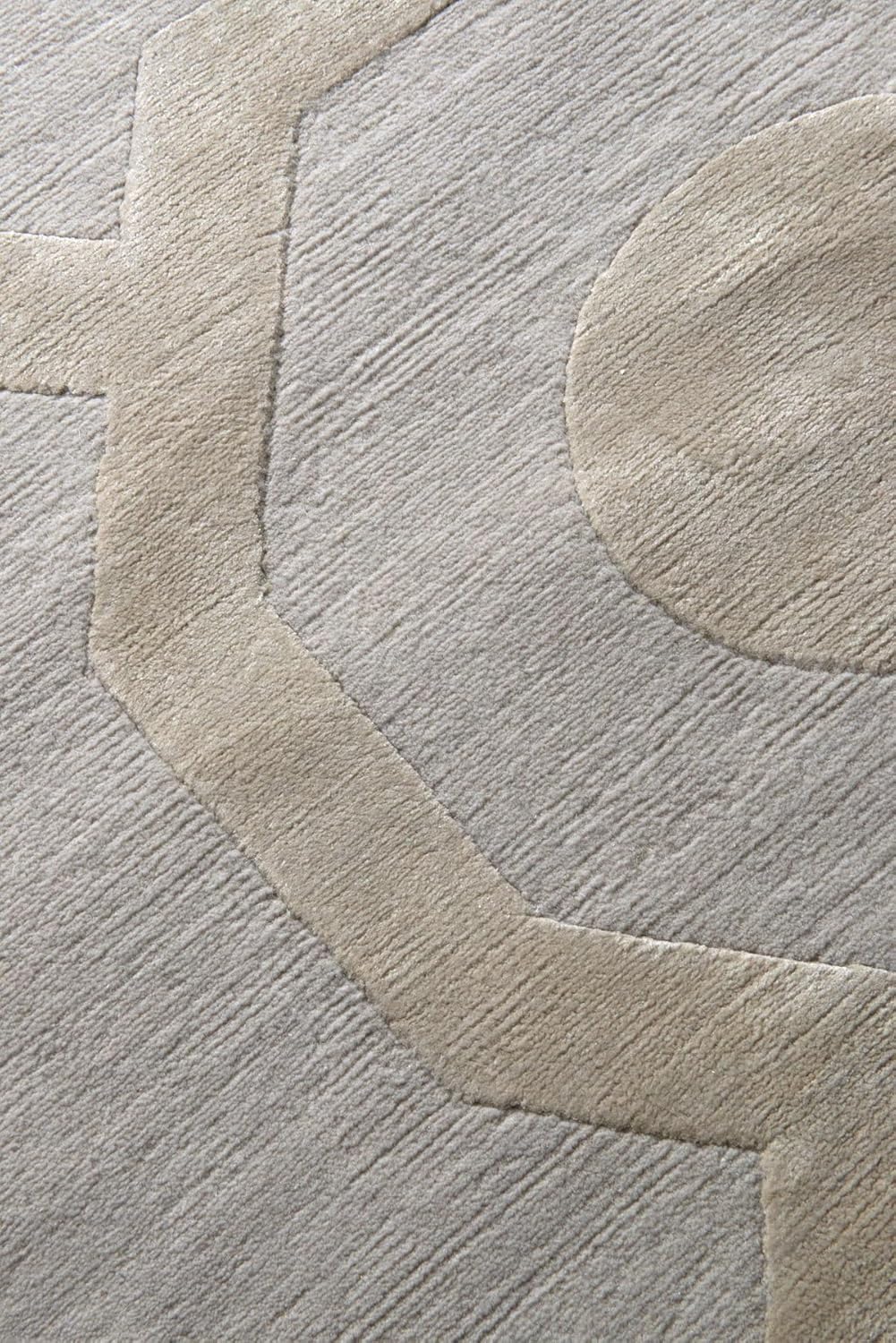 Beige Geometric Wool & Viscose Luxury Carpet