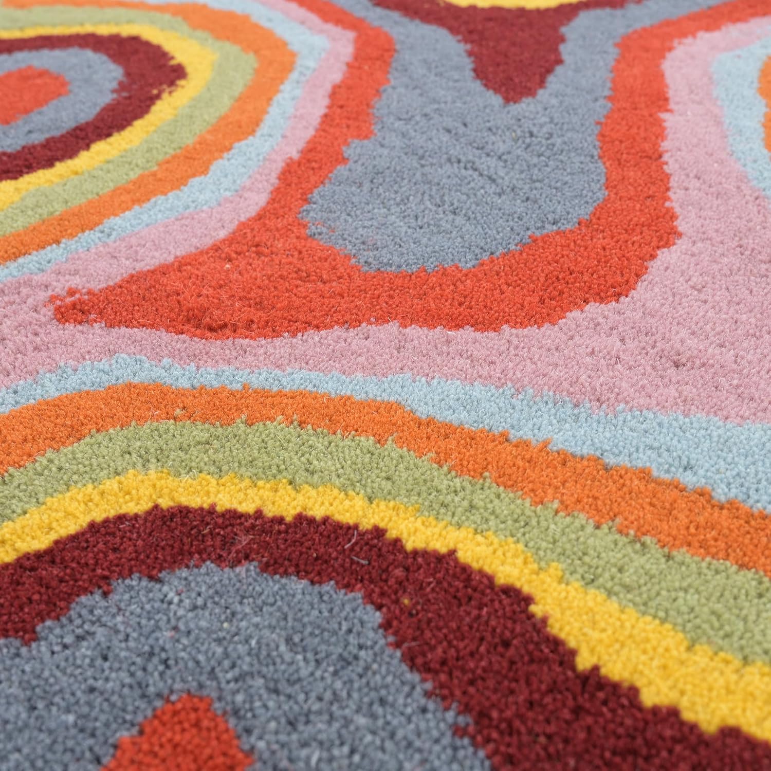 Irregular Shaped Handmade Wool Rug | Modern Colourful Stripe Premium Area Rug Perfect for Home Decor