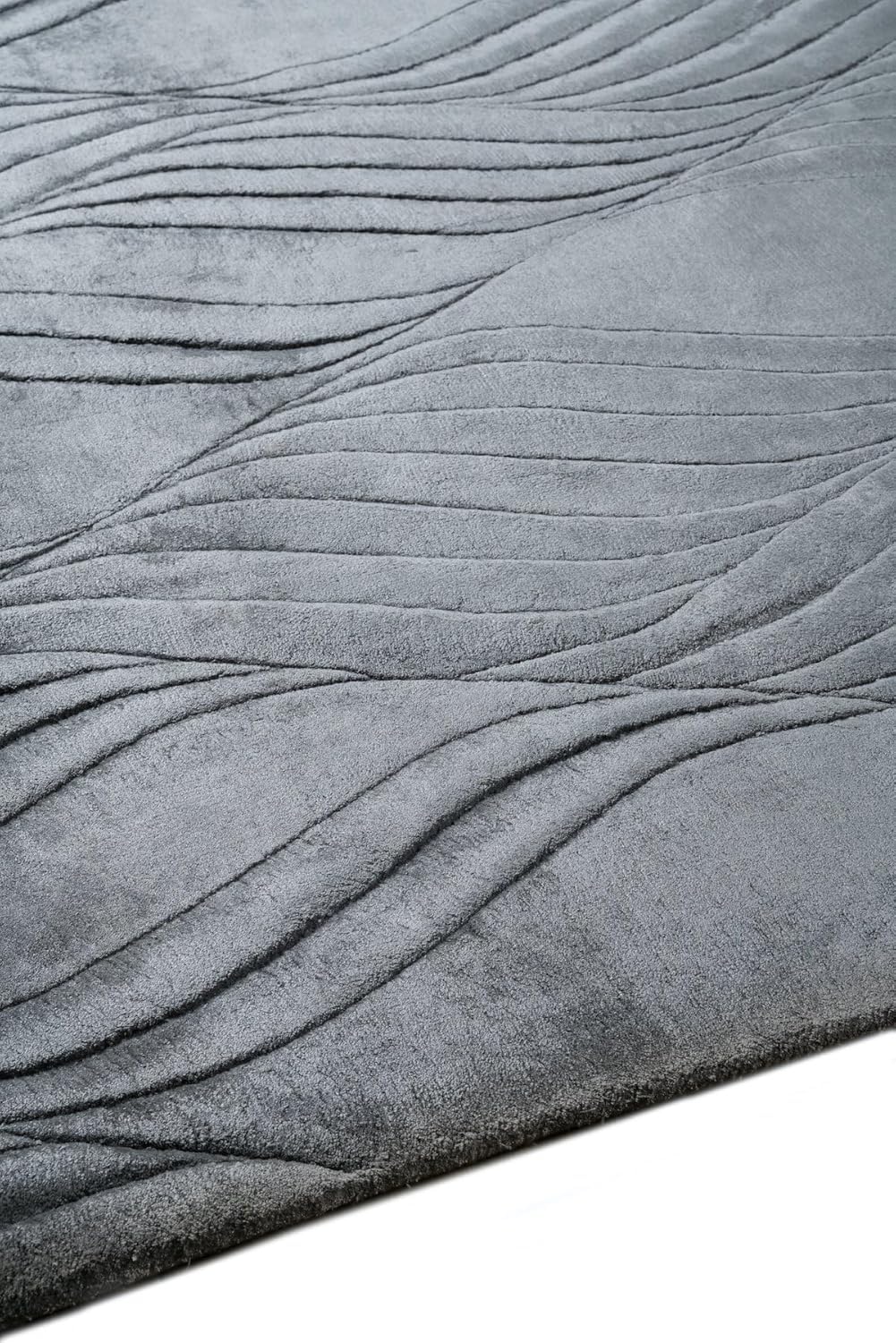 Grey Wave Viscose Designer Carpet