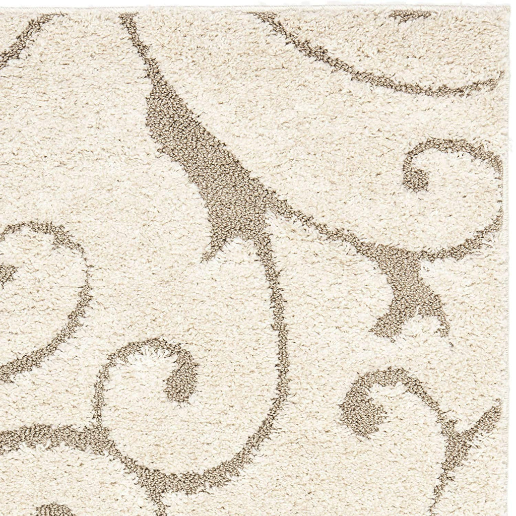 Cream Baroque Swirl Designer Floor Carpet & Rug