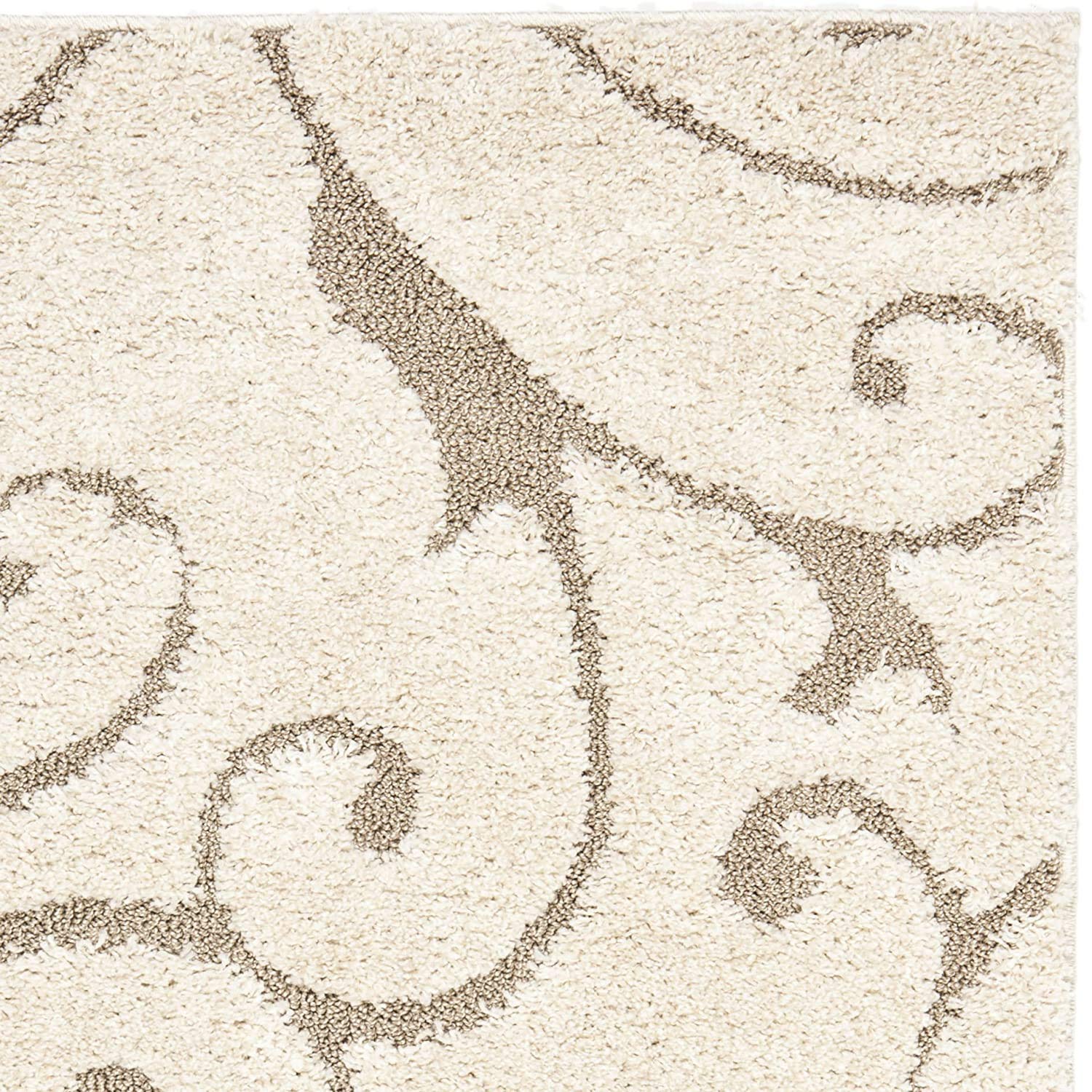 Cream Baroque Swirl Designer Floor Carpet & Rug