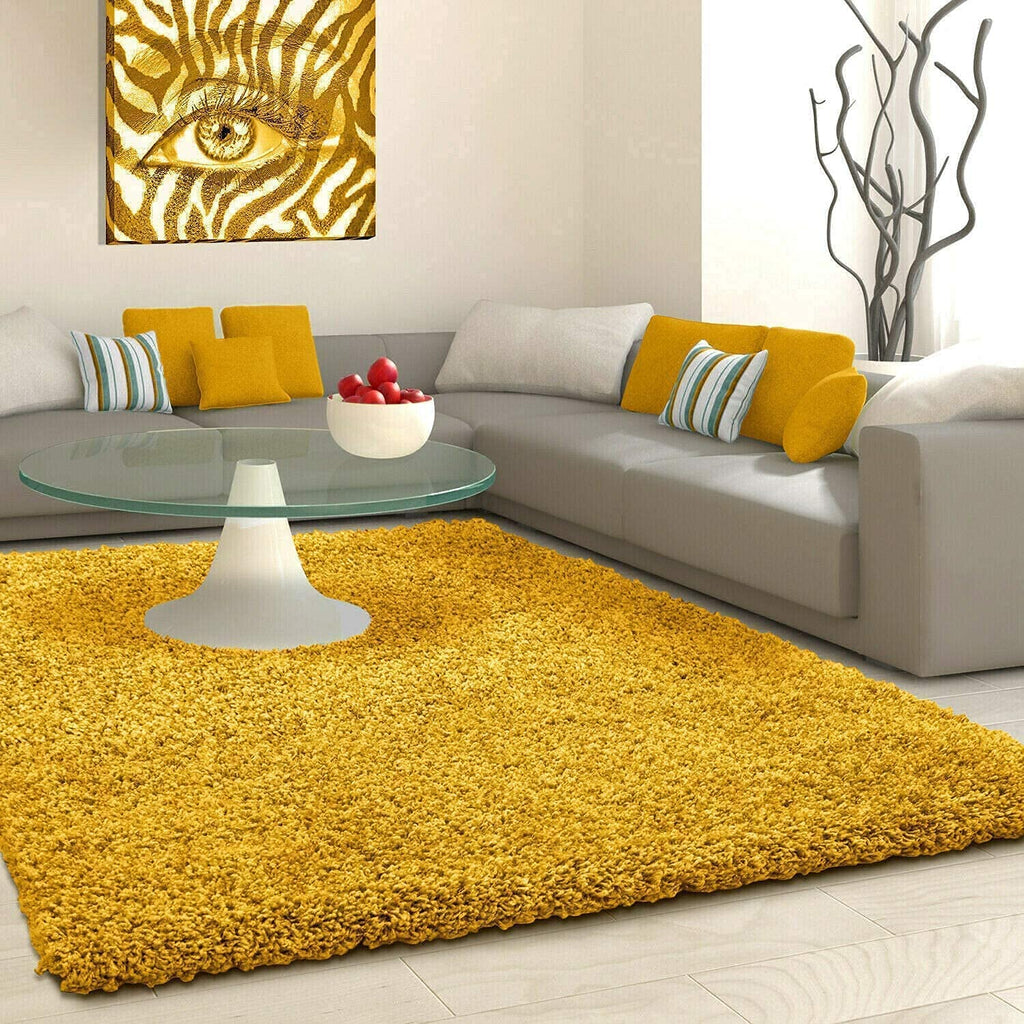 Mustard Yellow Soft Shaggy Living Room Carpet