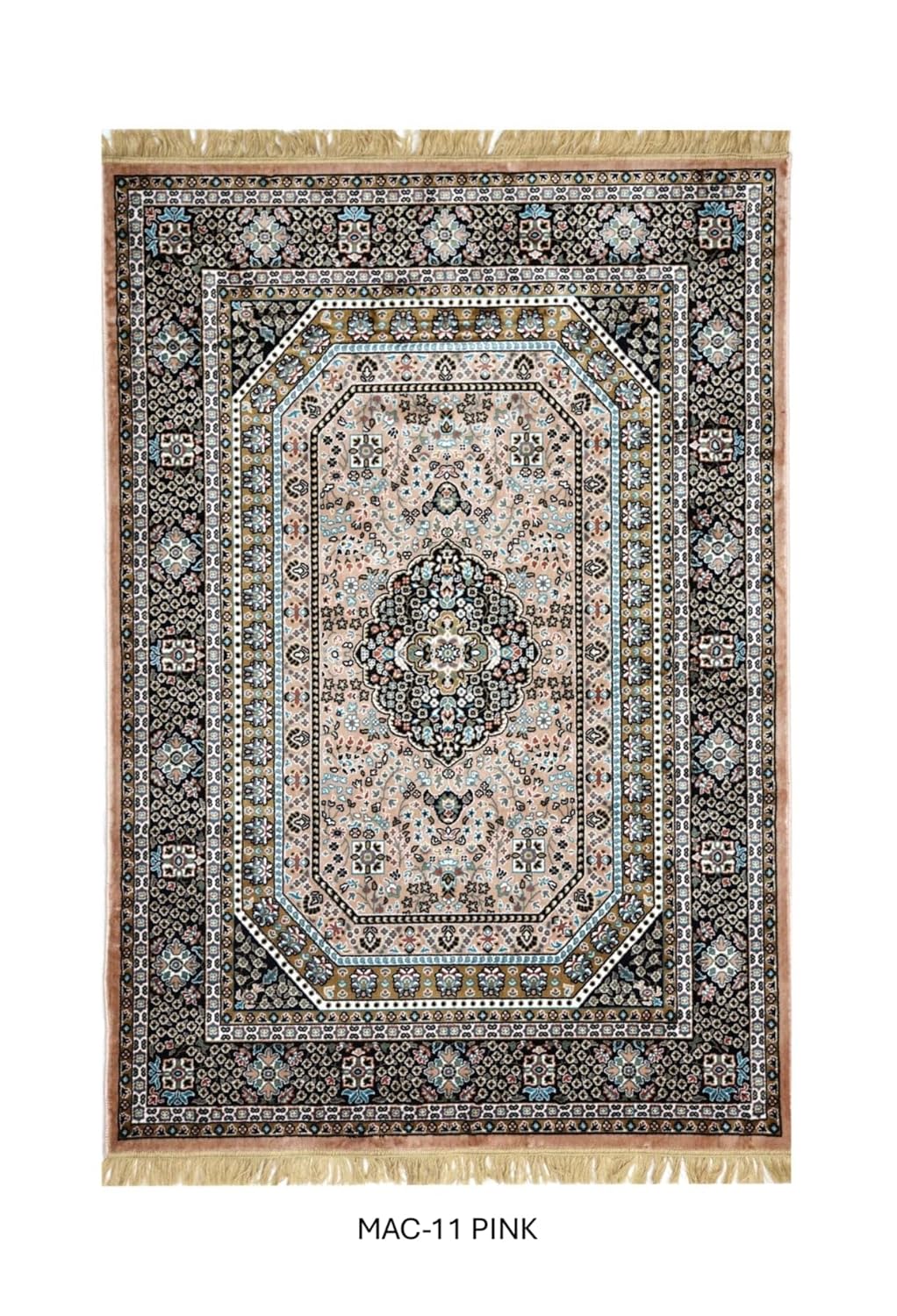 Pink Timeless Heavy Border Persian Silk Rug
