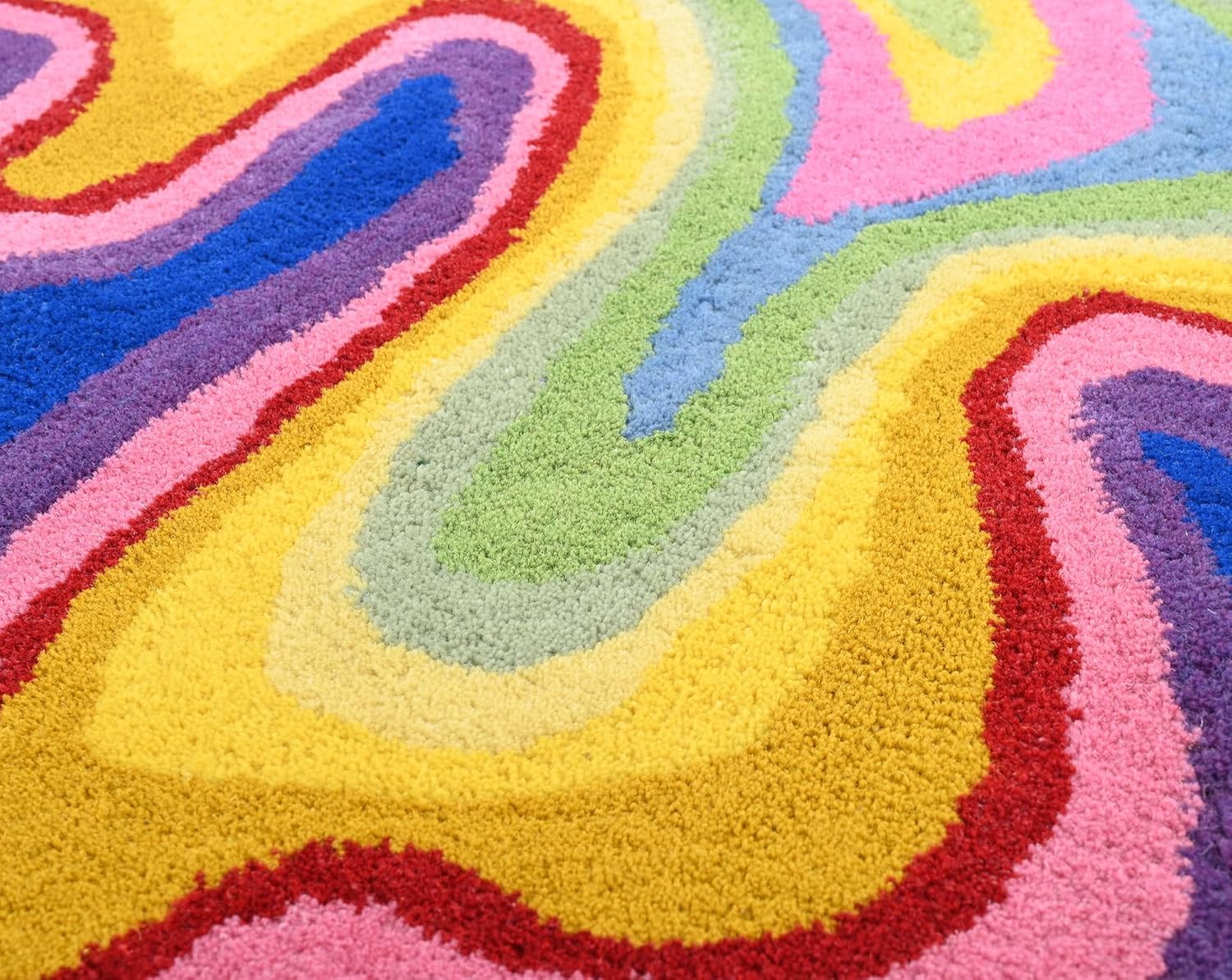 Irregular Shaped Handmade Wool Rug | Modern Colourful Stripe Premium Area Rug Perfect for Home Decor