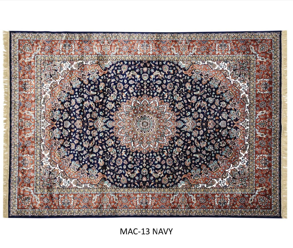 Navy Blue with Elaborate Border Rug
