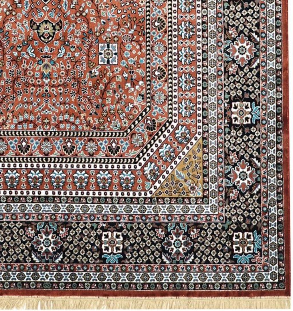 Rust Intricate Floral Medallion Carpet