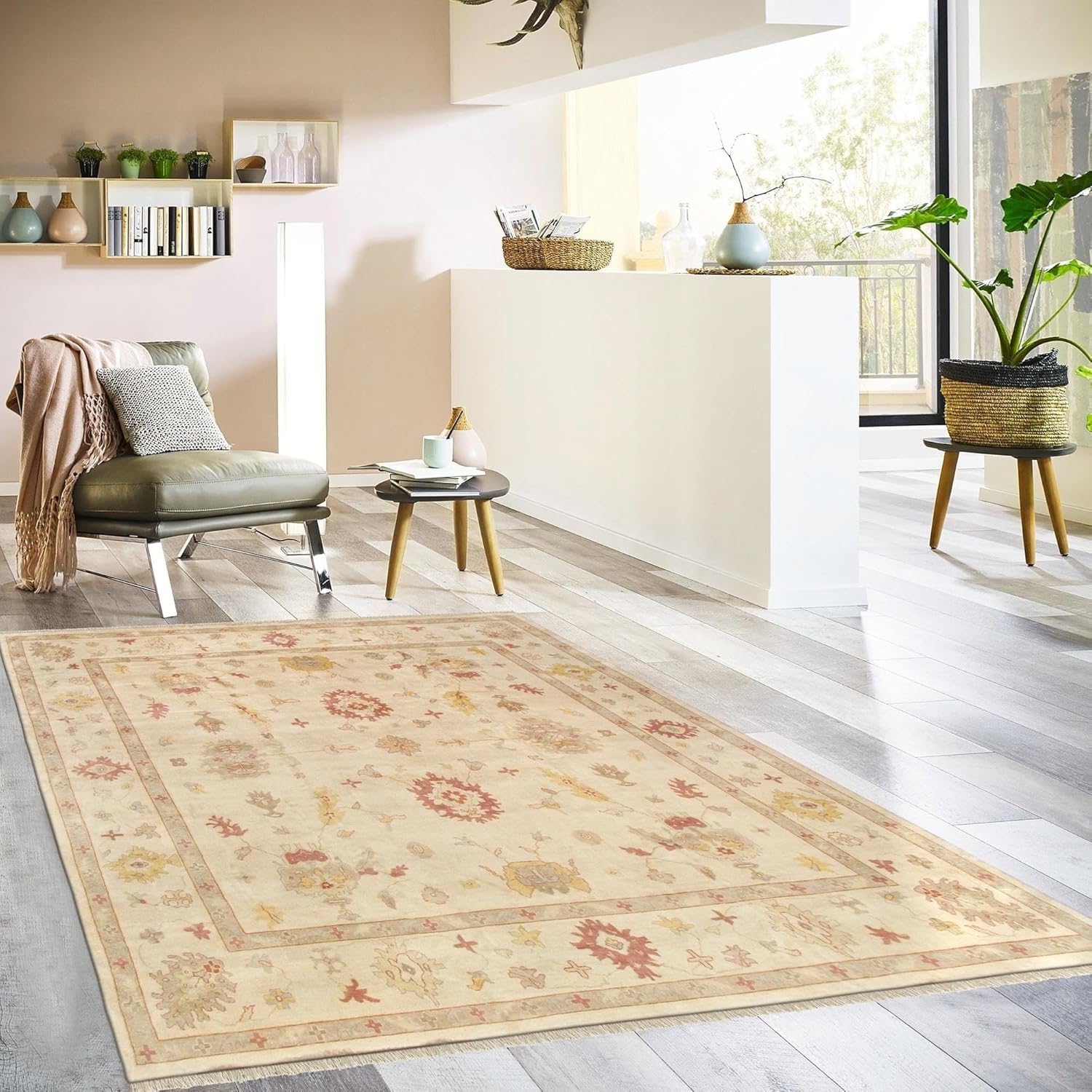 Hand Knotted Oushak Rug for Living Room, Dining Room, Office, Bedroom, Hand Knotted Wool Rug