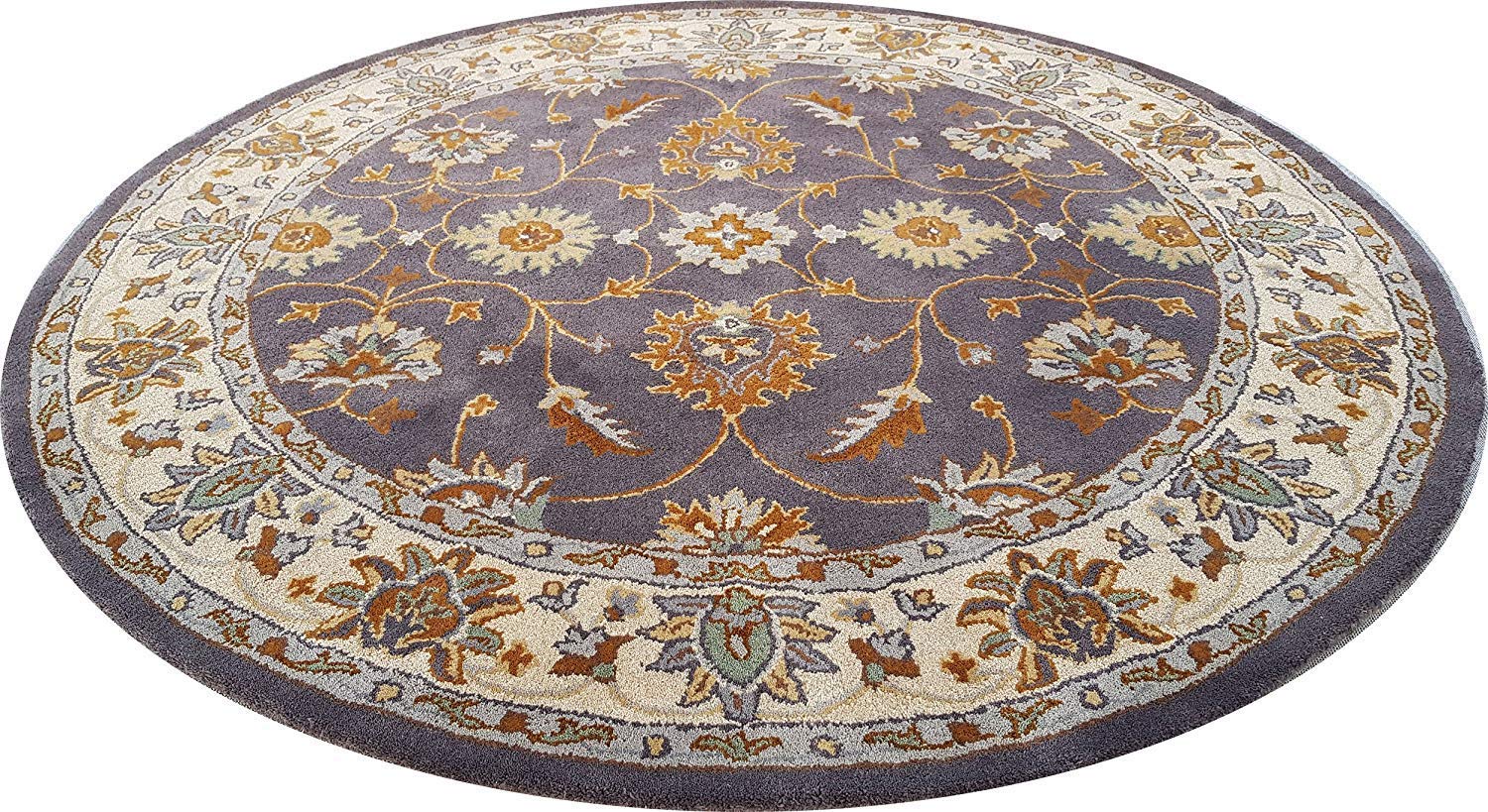 Export Quality Handmade Floral Woollen Round Carpet for Living Room