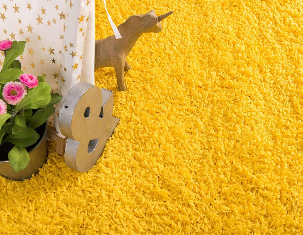 Bright Yellow Soft Shaggy Carpet