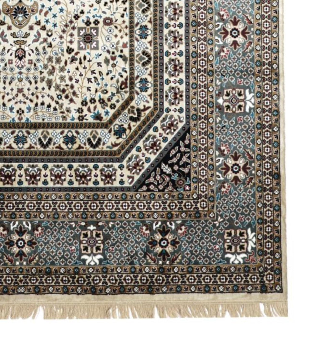 Ivory Imperial Persian Silk Border Medallion Rug
