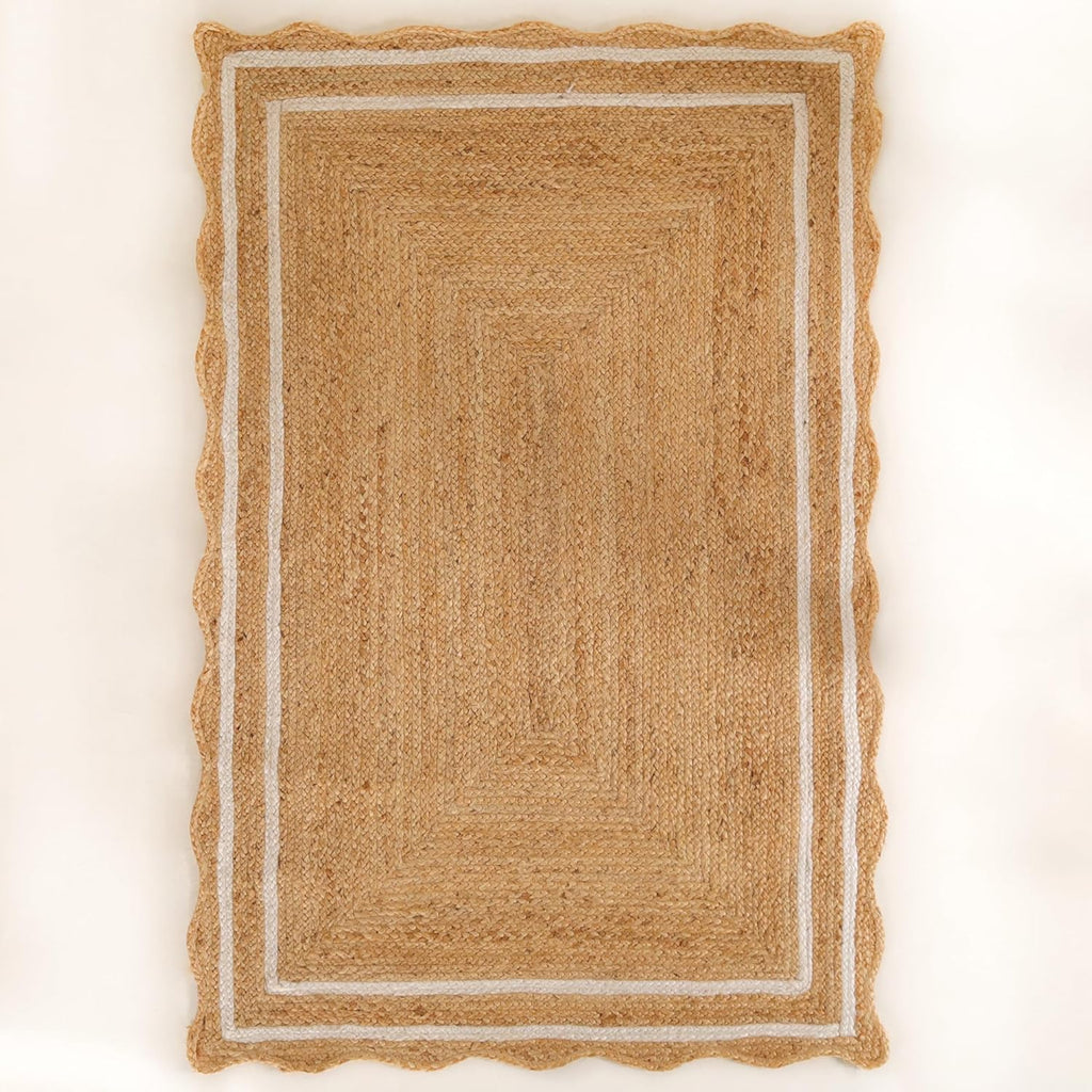 Natural Jute Rug with White Trim