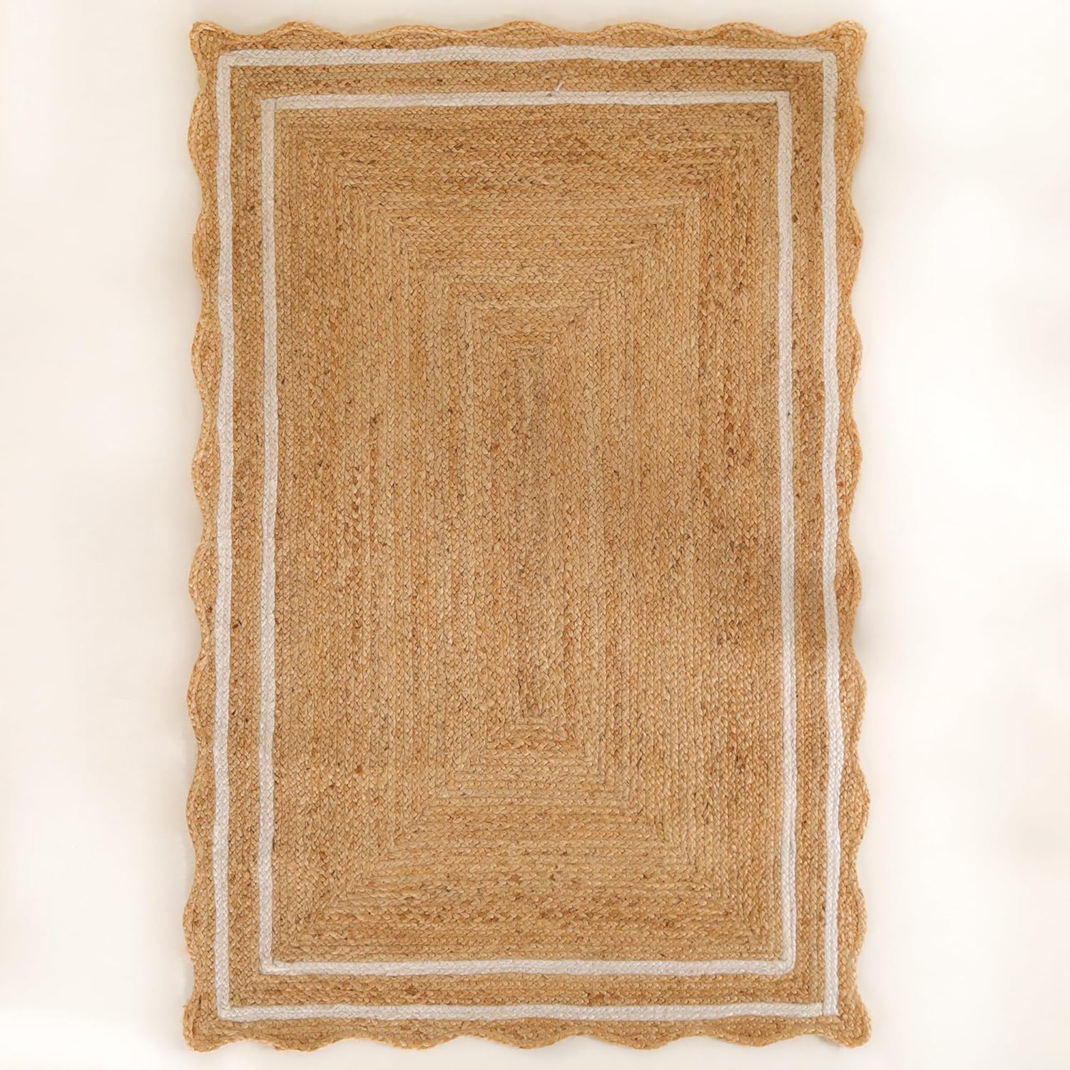 Natural Jute Rug with White Trim