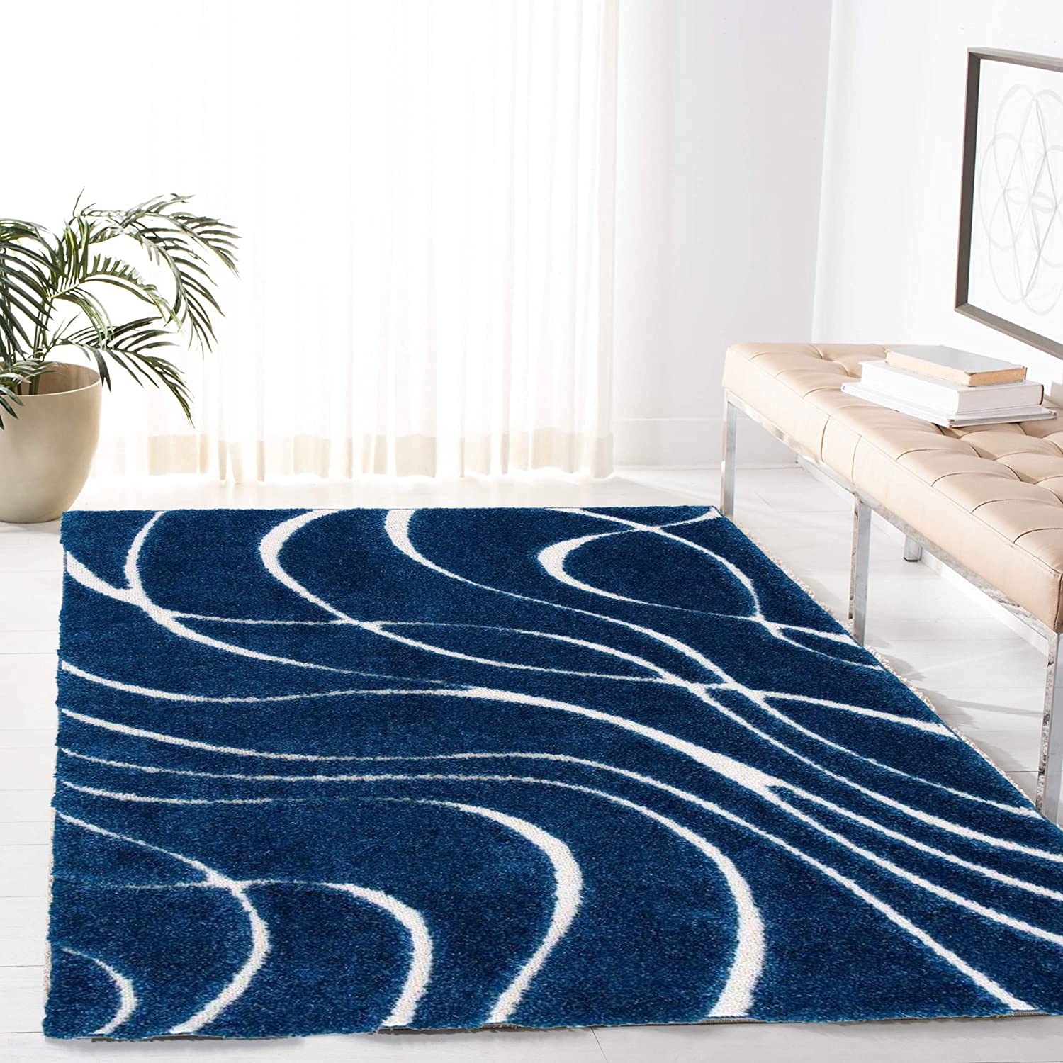 Designer Abstract Blue Carpet & Rug