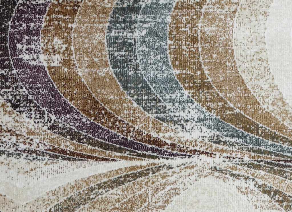 Abstract Floral Swirl Neutral Tone Area Rug