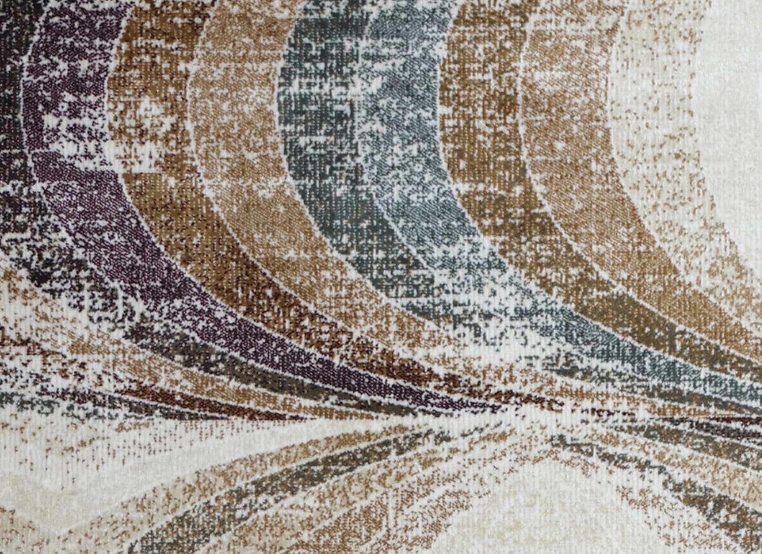 Abstract Floral Swirl Neutral Tone Area Rug