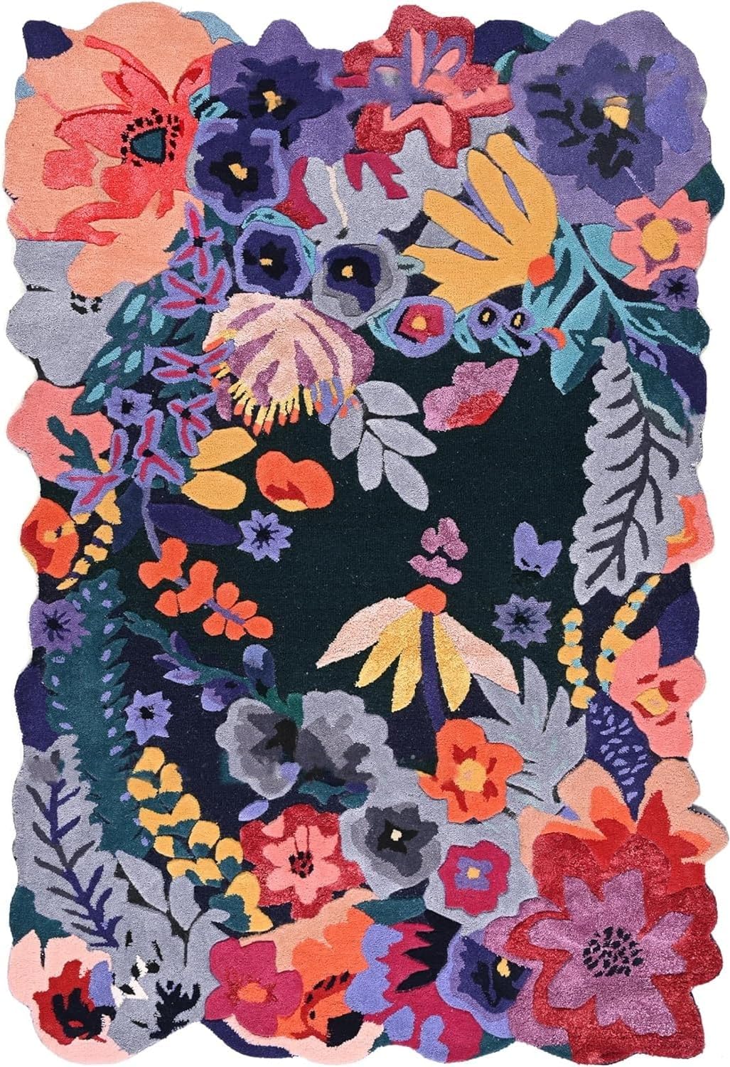 Irregular Floral Area Rug