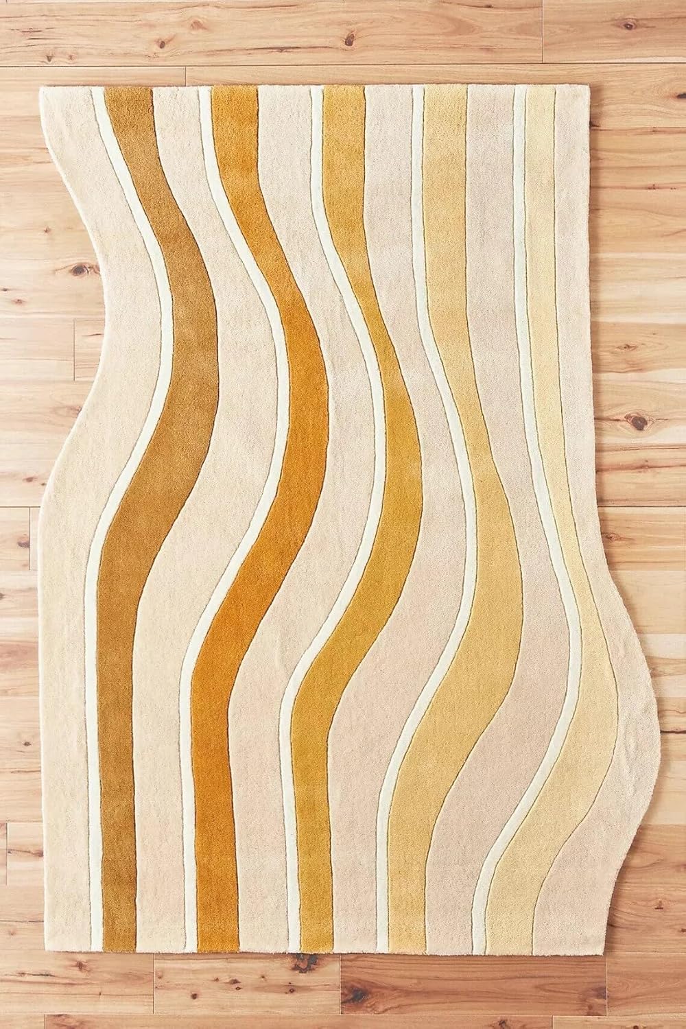 Beige Irregular Wave Design Rug